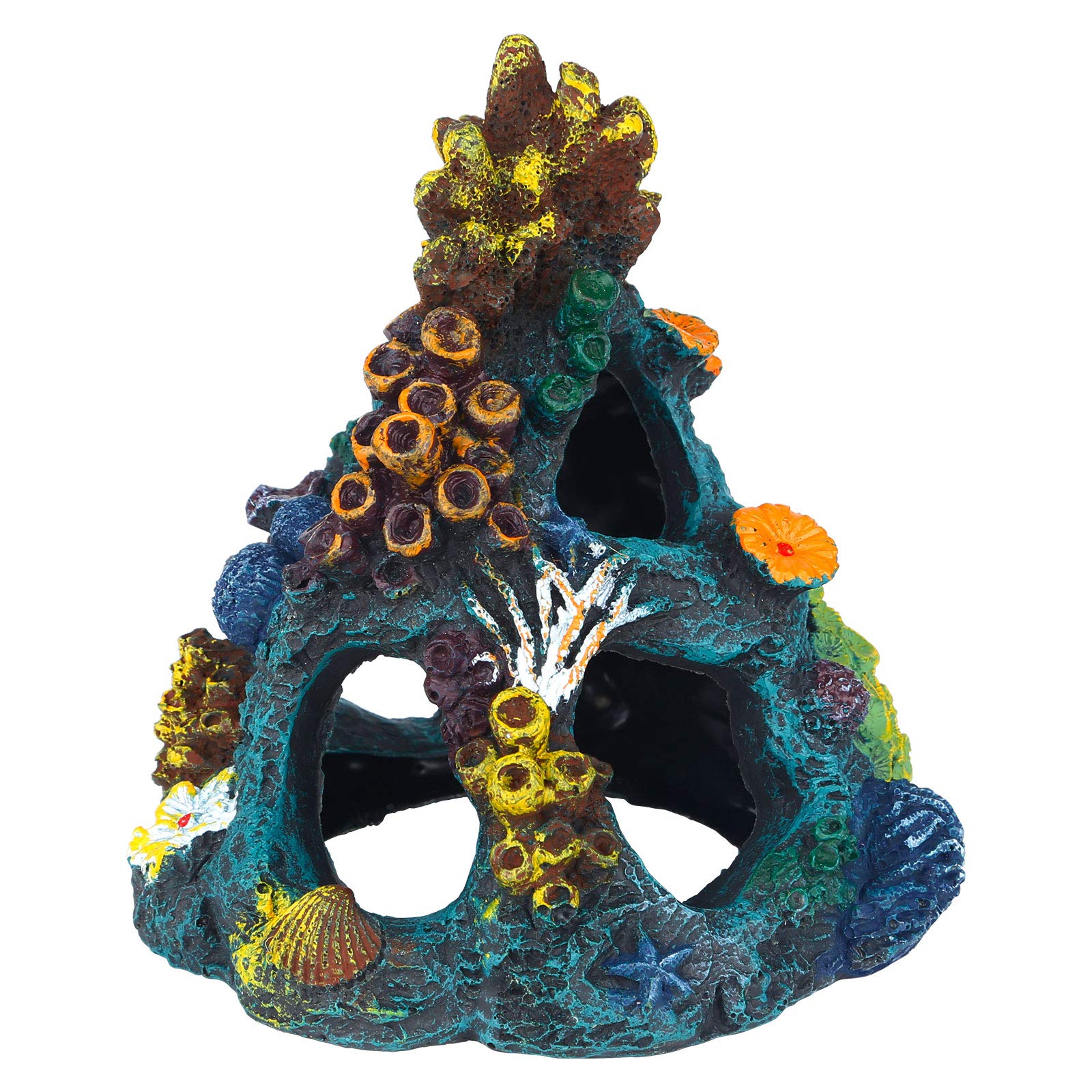 Uniclife Aquarium Decorations Resin Coral Rock Mountain Cave Fish Tank Decor Ornaments Fish House For Betta Rest Hide Play Breed