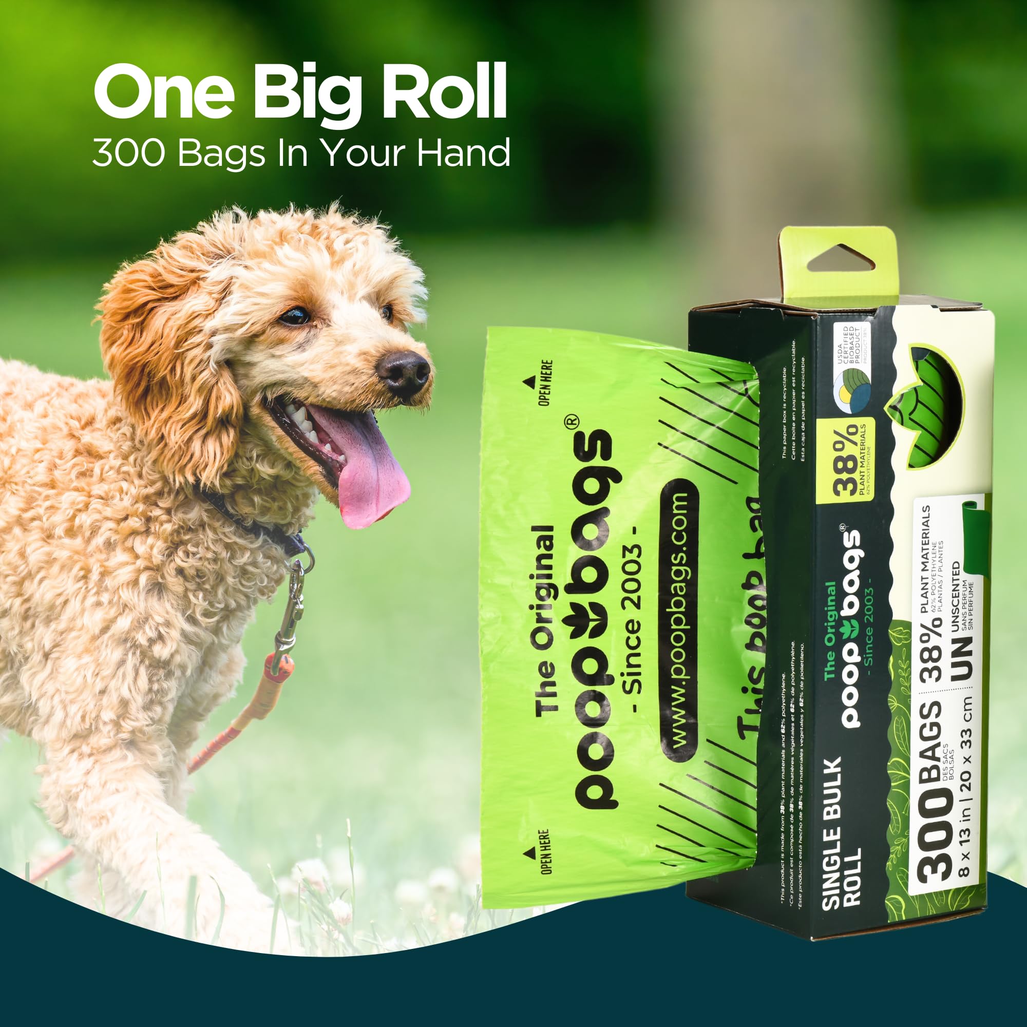 The Original Poop Bags Usda Certified 38% Plant Based Doggy Poop Bags Refills, Poop Bags For Dogs, Dog Poop Bags Rolls, Doggie P