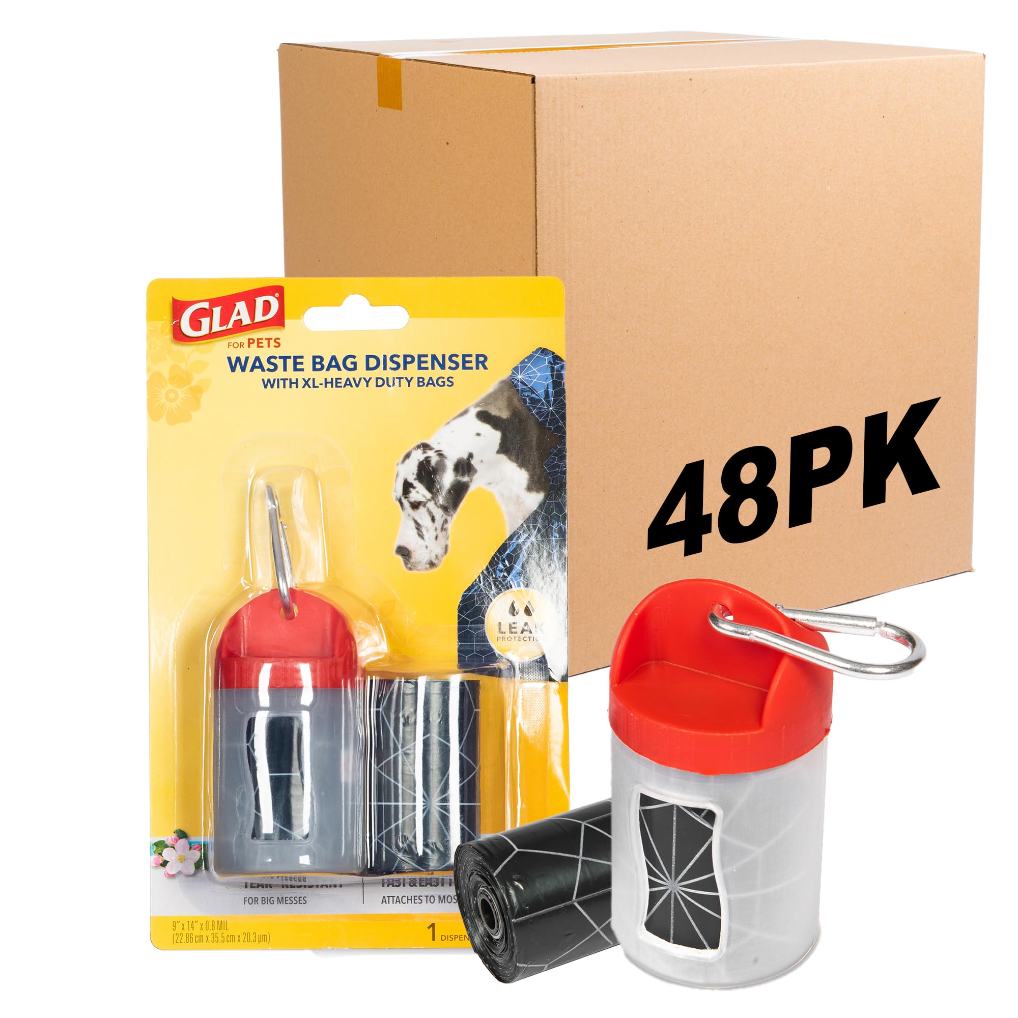 Glad For Pets Extra Large Tropical Breeze Scented Dog Waste Bags And Dispenser With Metal Clip| Heavy Duty Poop Bags For Dogs, 1440 Count - Easy Way To Clean Up After Your Pet