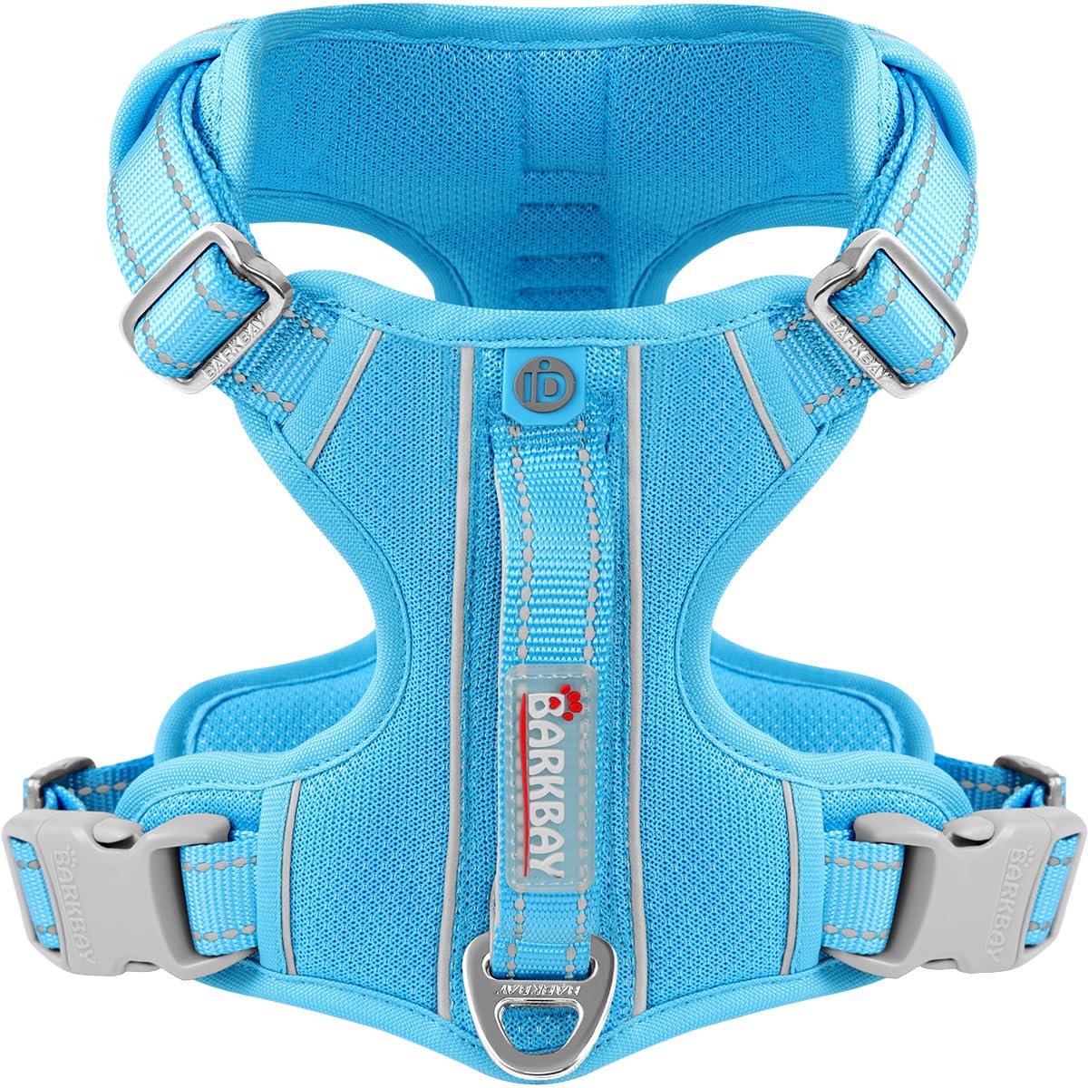 Barkbay Dog Harness No Pull With Id Tag Pocket - Heavy Duty, Reflective, Easy Control For Large Dogs (Blue,M)
