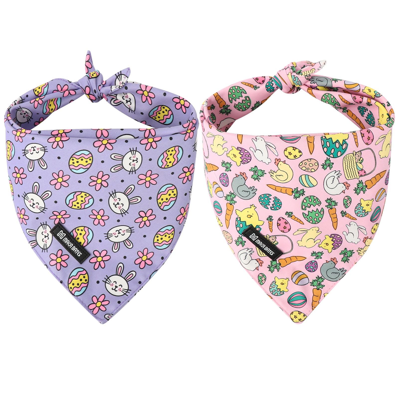 Maca Bates 2 Pack Easter Day Dog Bandana Bunny Rabbit Egg Corrot Esater'S Gift Dogs Scarf Purple And Pink Soft Puppy Bandanas Pe