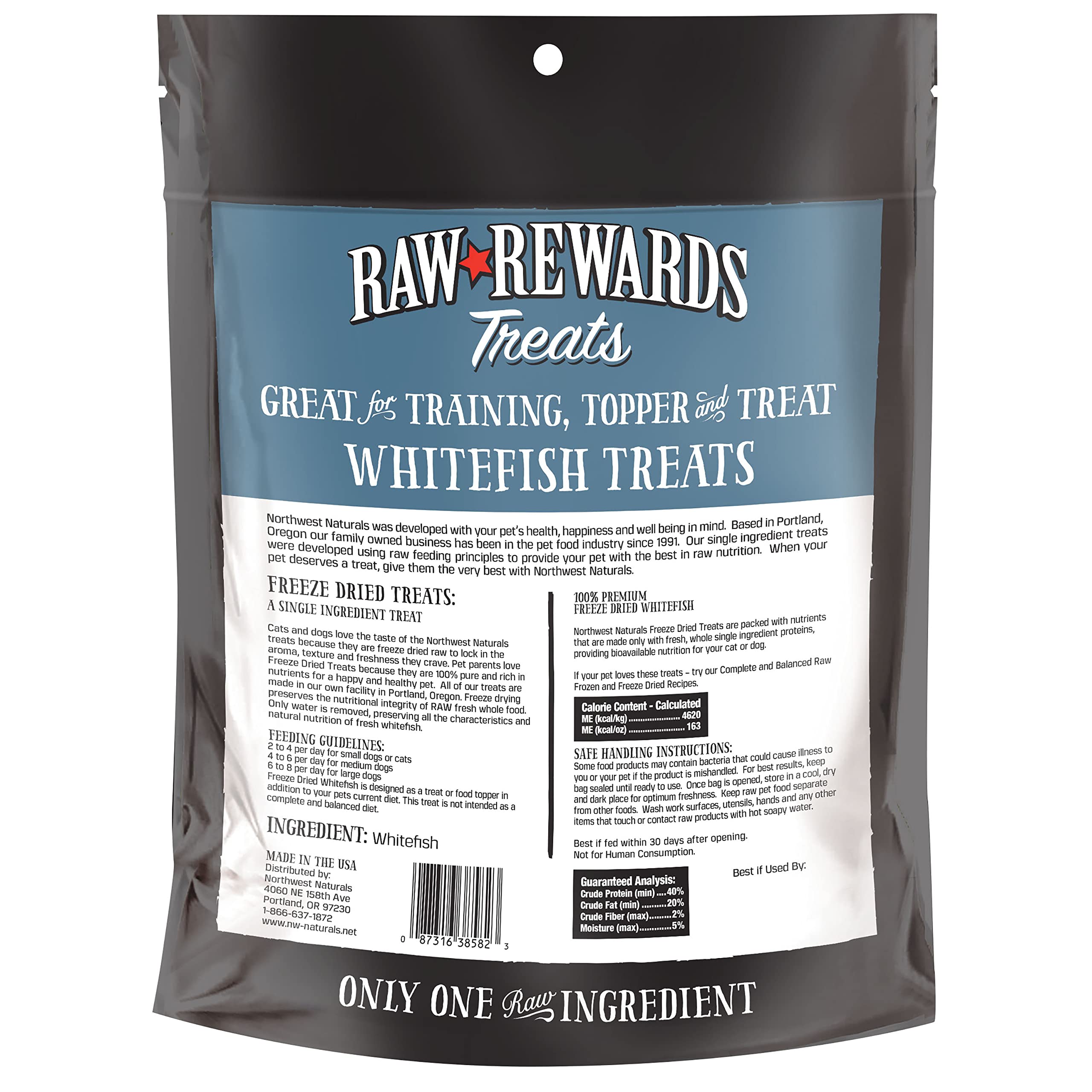 Northwest Naturals Raw Rewards Freeze-Dried Whitefish Treats for Dogs and Cats - Bite-Sized Pieces - Healthy, 1 Ingredient, Huma