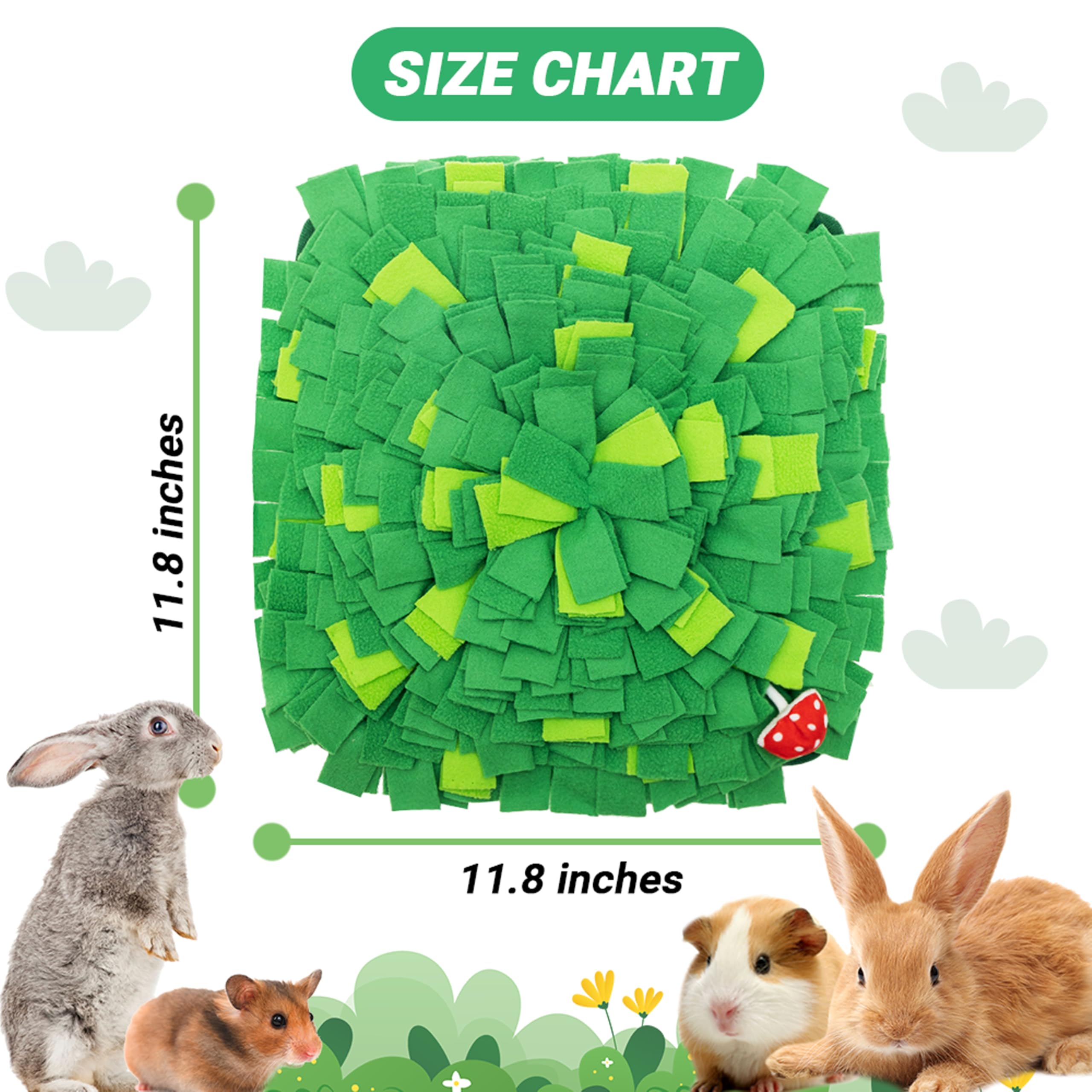 Orzechko Rabbit Foraging Mat, Interactive Bunny Foraging Toy Indoor, Soft Pet Feeding Mat Toy Also For Hedgehog, Guinea Pig, Ham