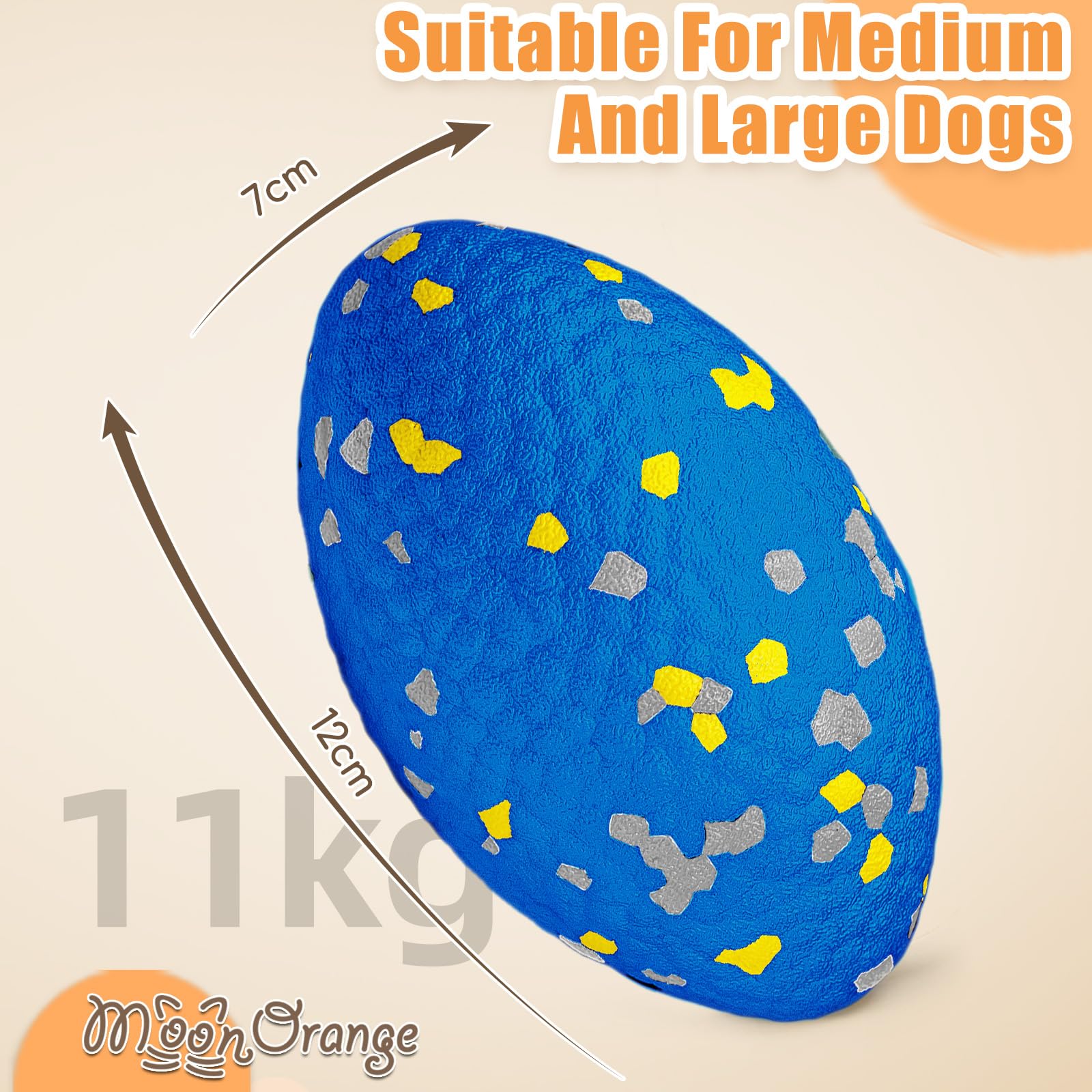 Moonorange 2Pcs Upgrade Bone Dog Balls+Rugby Dogs Toys For Aggressive Chewers, Indestructible Tennis Balls For Dogs (Blue+Yellow