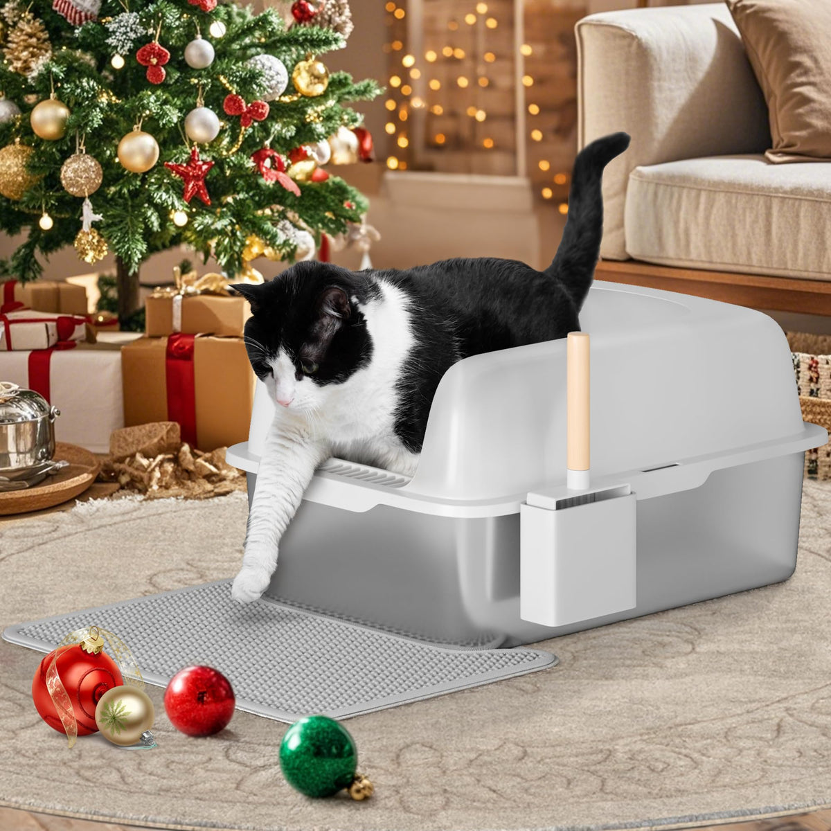 Yitahome Stainless Steel Cat Litter Box With Lid And Scoop