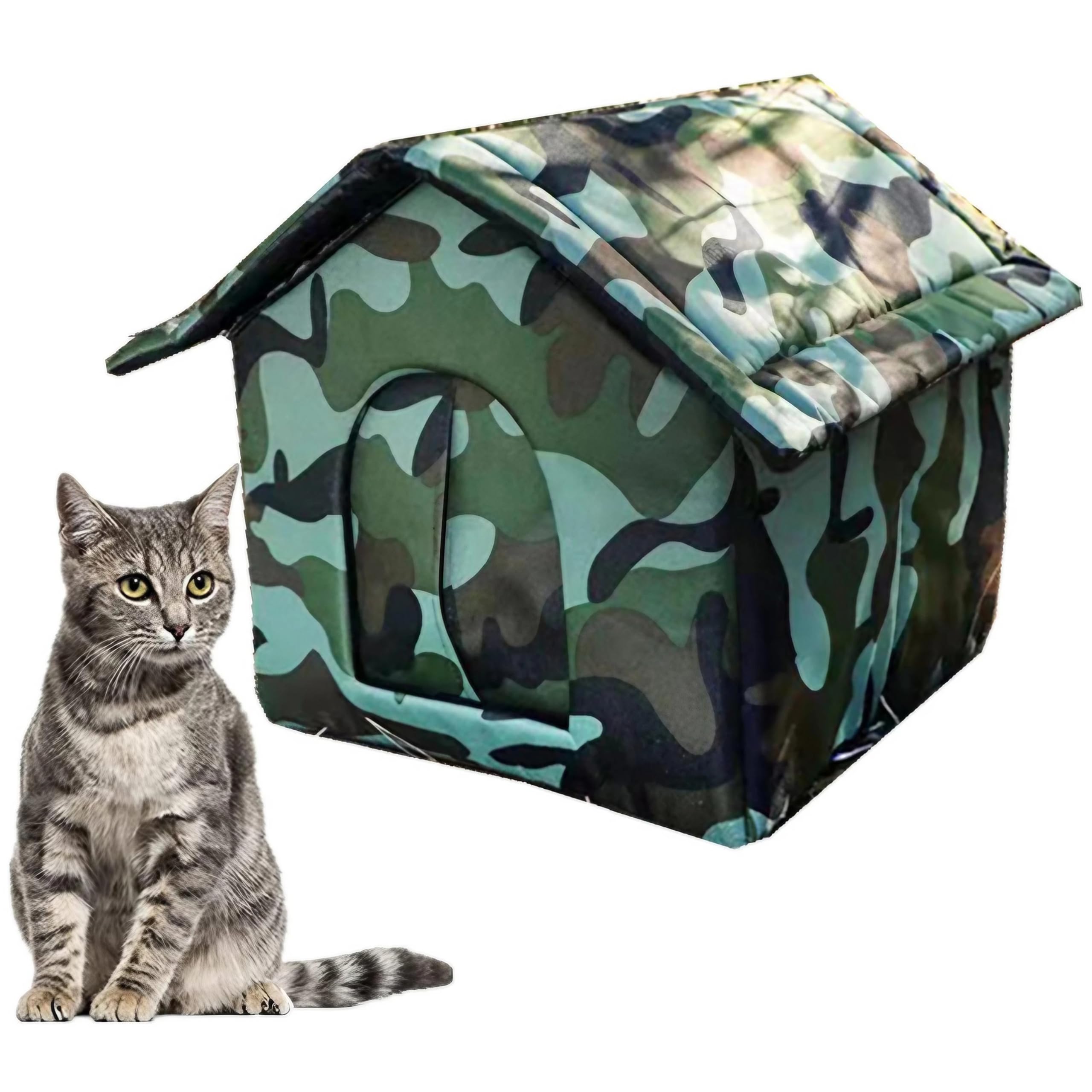 Chris Good Feral Cat House, Cat House Outdoor, Waterproof Shelter For Stray Cats, Weatherproof For Winter (Camo, Medium)