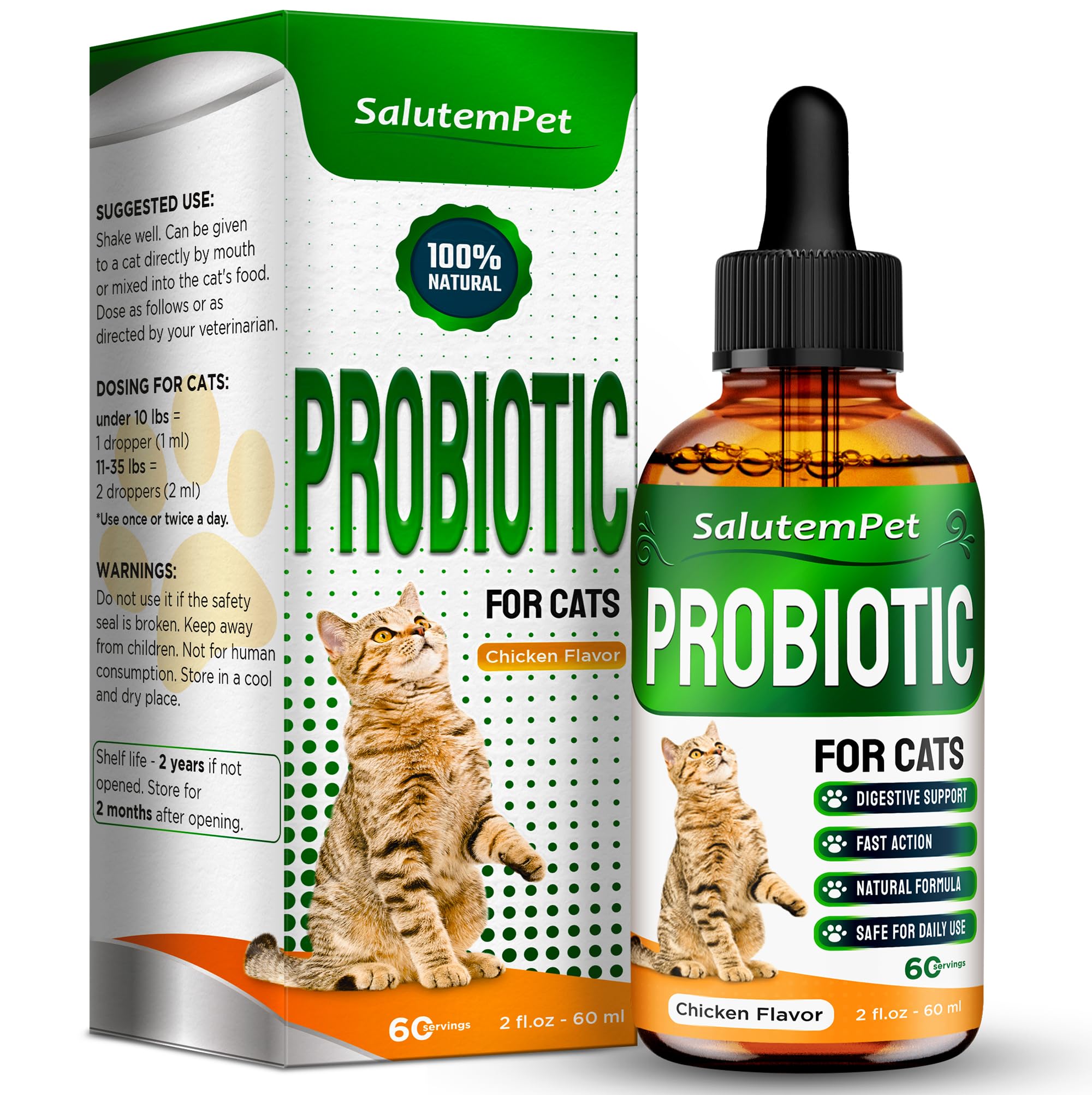 Probiotics for Cats for Digestive Support - Cat Probiotics for Indoor Cats Help with Colic, Upset Stomachs, Diarrhea, Gas, and B
