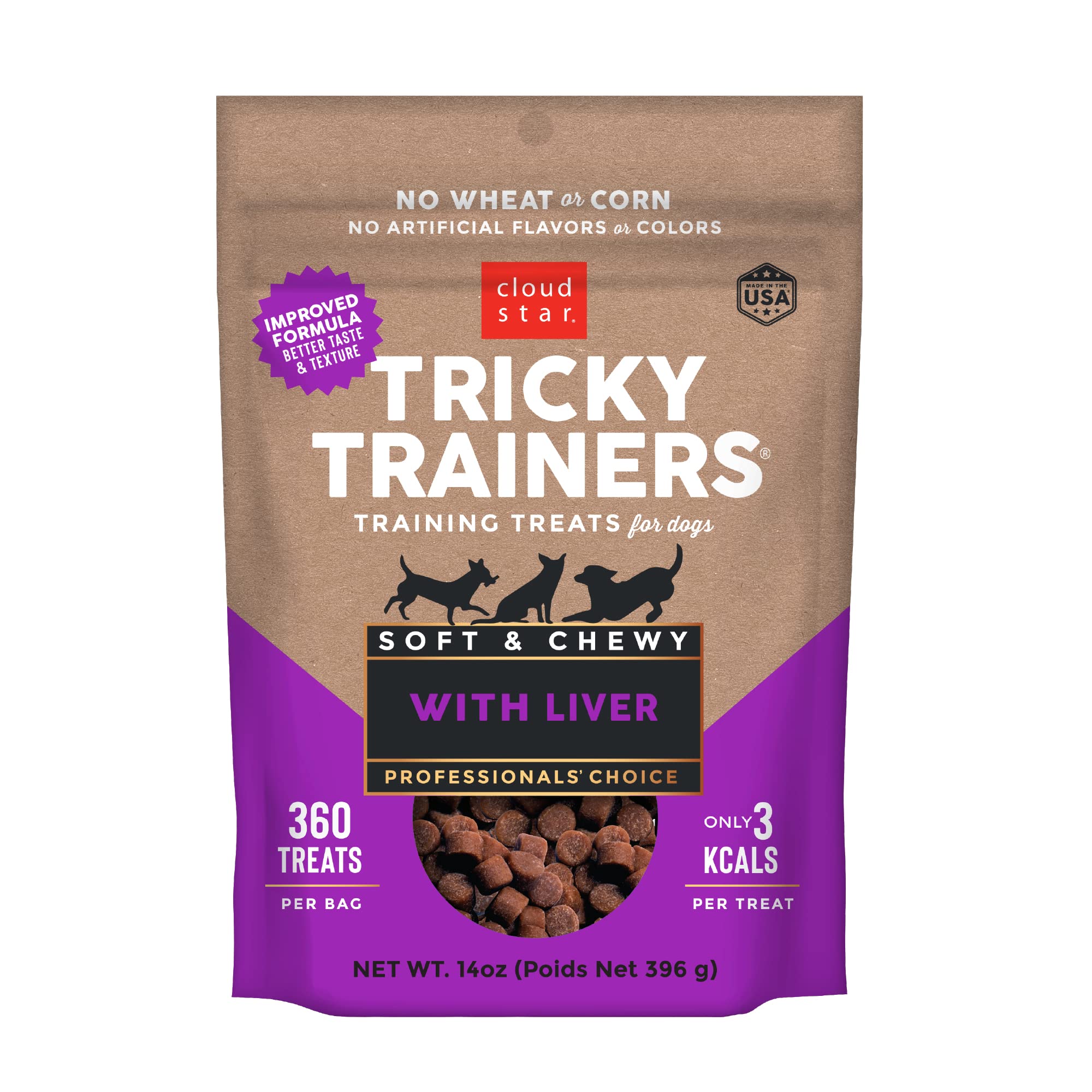 Cloud Star Tricky Trainers Chewy Dog Treats - Whole Grain Soft for Adult & Puppy
