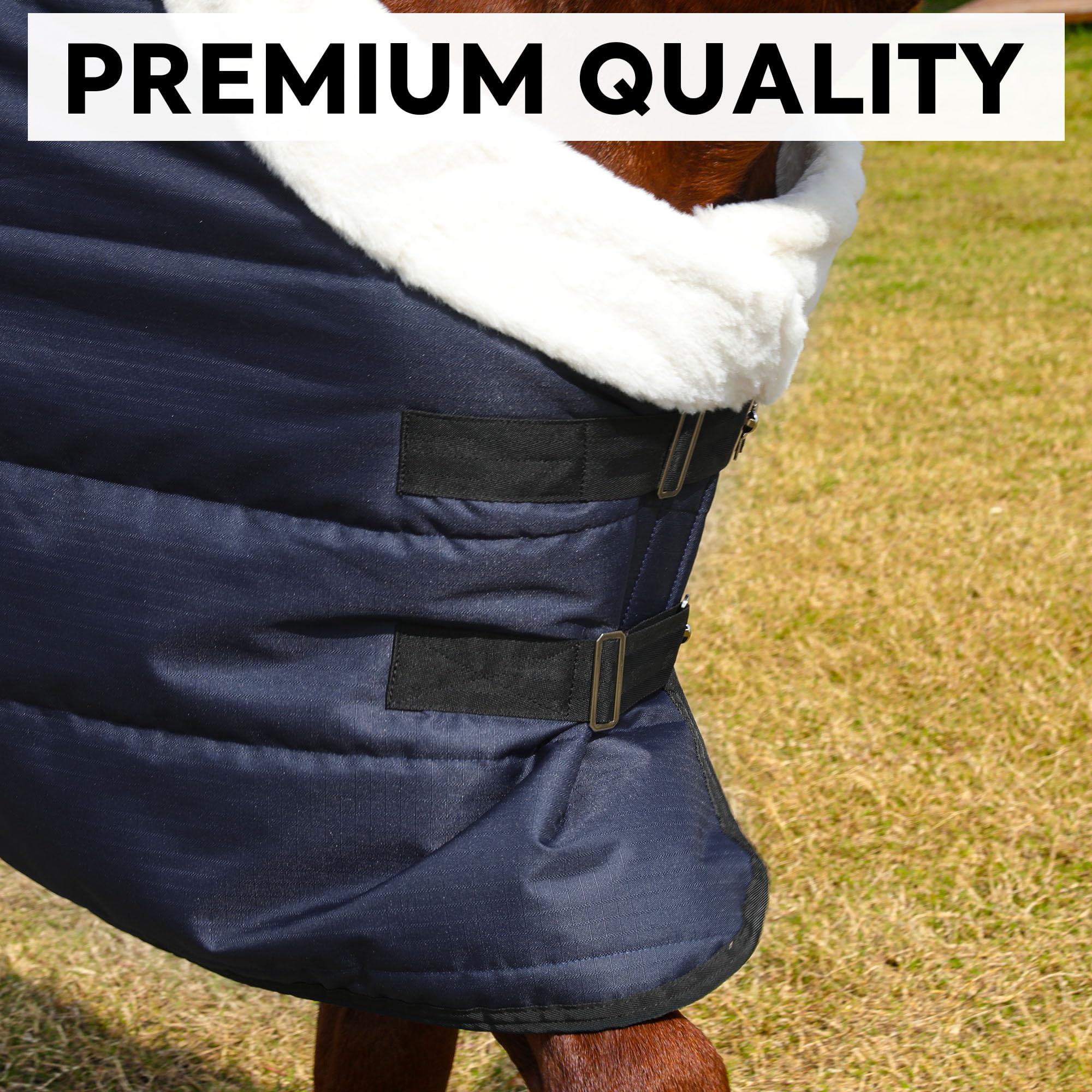 Hombys Heavy Duty Winter Horse Blanket - Waterproof, Super Warm With Flannel Backing - Navy Blue, 75 X 60 600D High Density