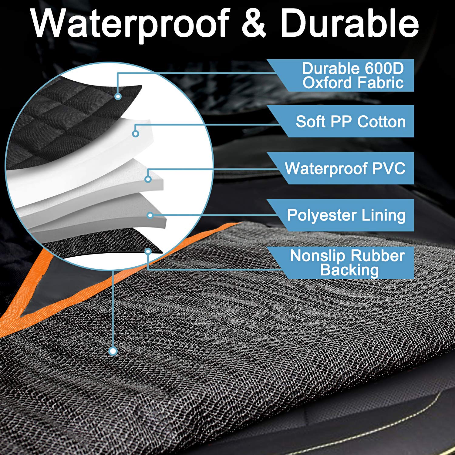 Dog Car Seat Cover For Back Seat, Car Seat Covers For Dogs With Side Flaps,100% Waterproof Pet Seat Cover Hammock With Dog Bowls