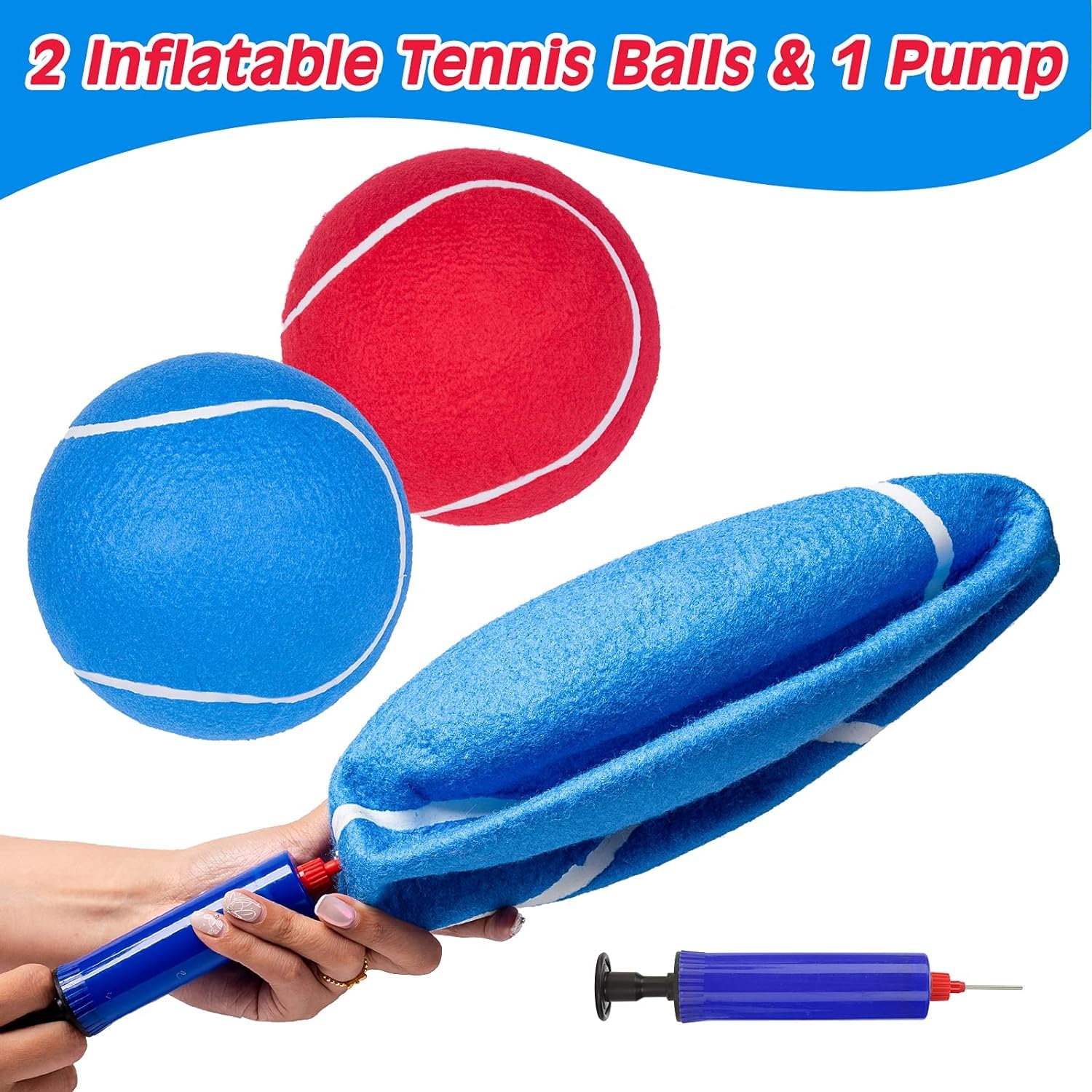 Expawlorer Dog Toy Ball-9.5''Giant Tennis Balls For Dogs, Christmas Dog Toy Balls, Interactive Large Tennis Balls For Dogs With Inflating Needles For Training Playing Sports