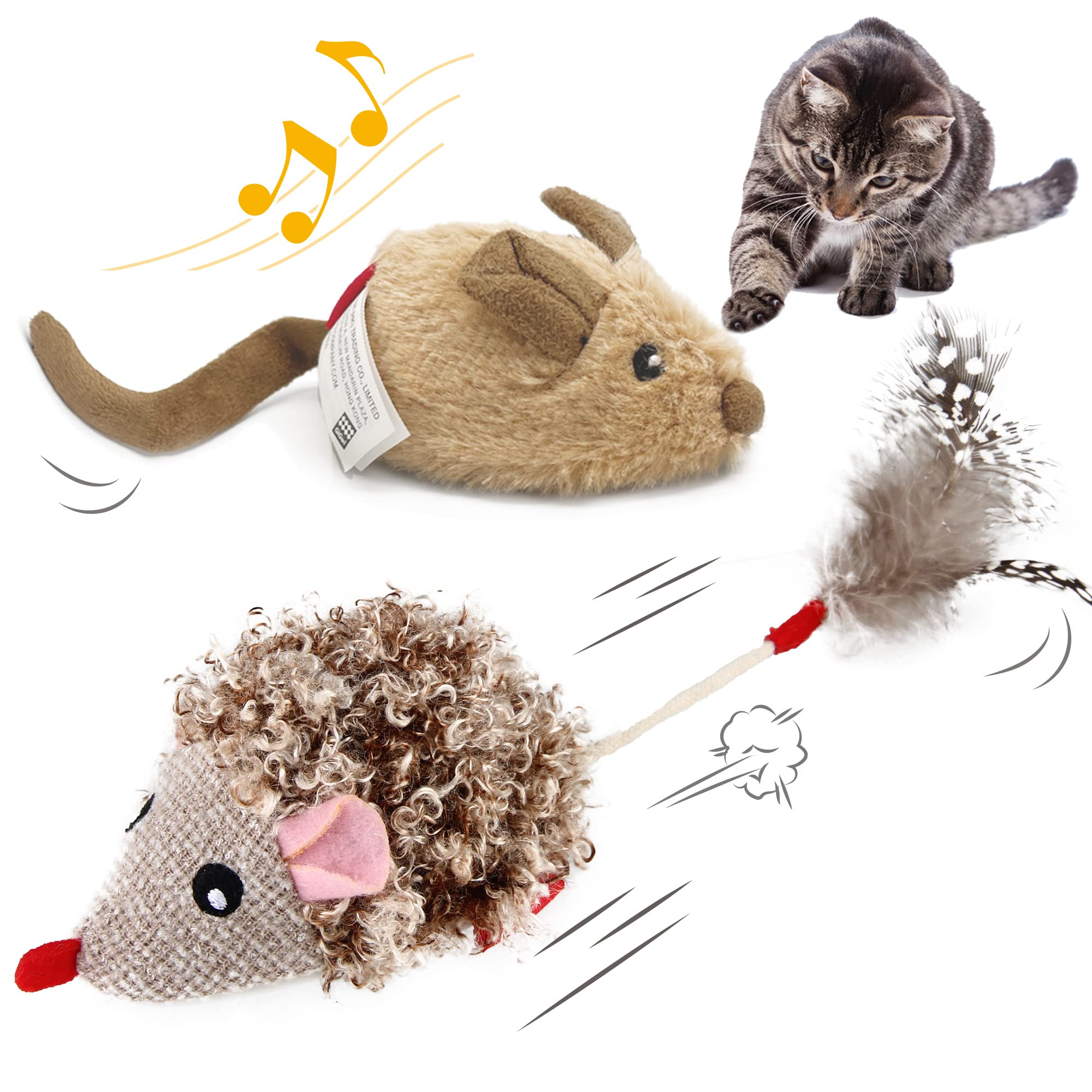 Gigwi Interactive Cat Toys Pack, Automatic Moving Mouse Electronic Cat Toys For Indoor Cats, Mouse Hunt Cat Toy For Kitten, 2 Pa