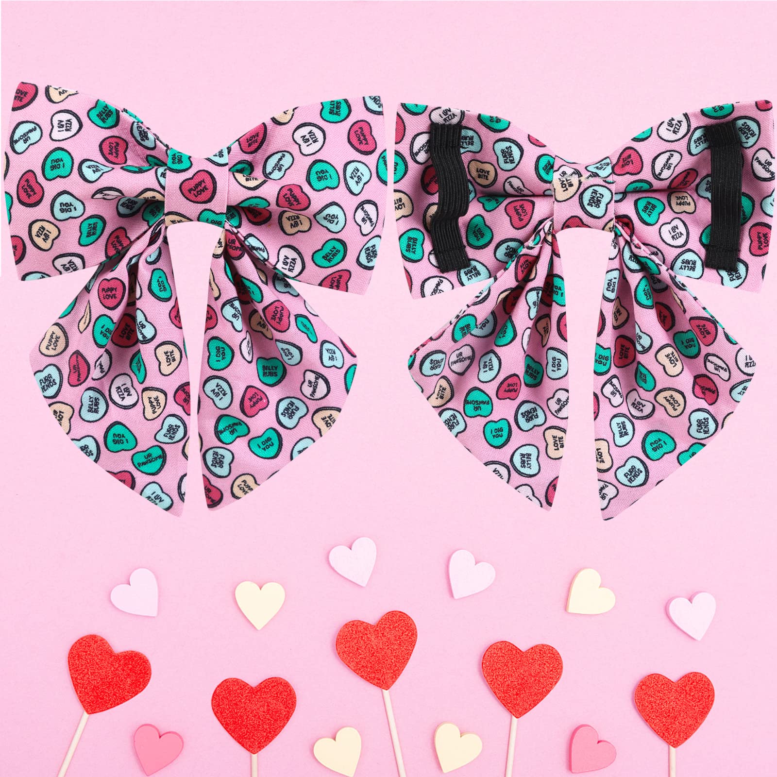 Up Urara Pup Valentines Day Dog Collar With Bow Tie, Valentine Bowtie Collar Medium Girl Boy Dog, Valentines Day & Wedding Gift