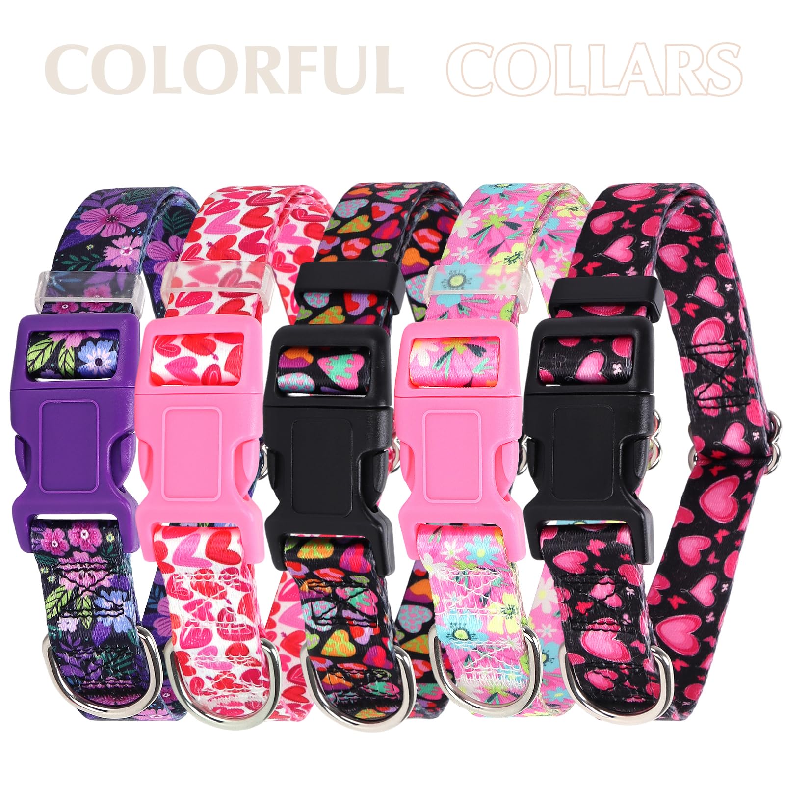 Purple Dog Collars For Large Dogs,Cute Girl Dog Collar With Boho Flowers Patterns,Adjustable Comfy Soft Durable Pet Cat Collar F