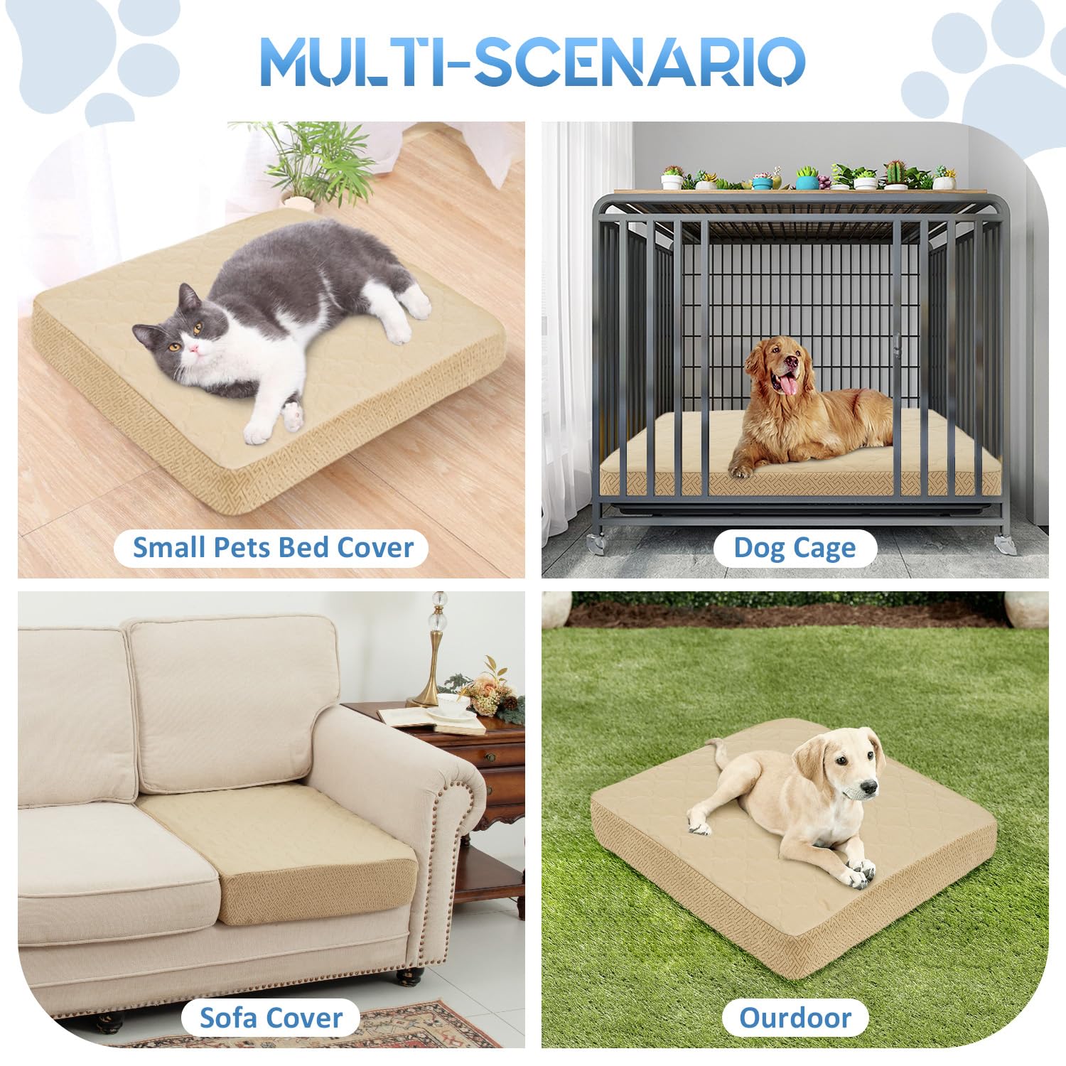 Chhkon Dog Bed Covers Replacement Washable Waterproof Pet Puppy Bed Cover For Dog(Beige,41X29X6 Inch)