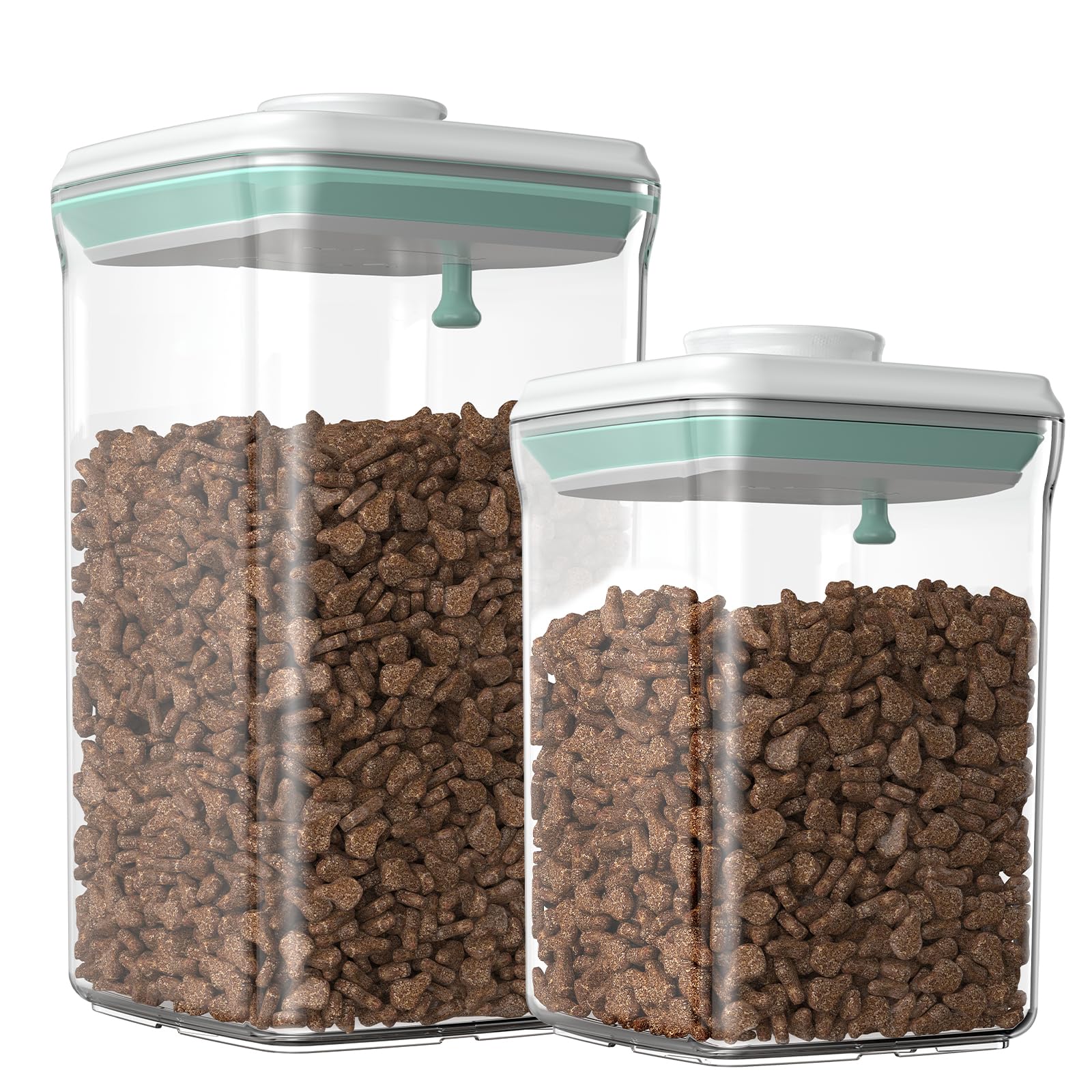 FAFAFLYER Dog-Cat POP Treat-Airtight jar-Container - 1.3 Qt/1.2 L and 2.2 Qt/2 L (2PC) | Stackable One-Touch Opening | For Snack