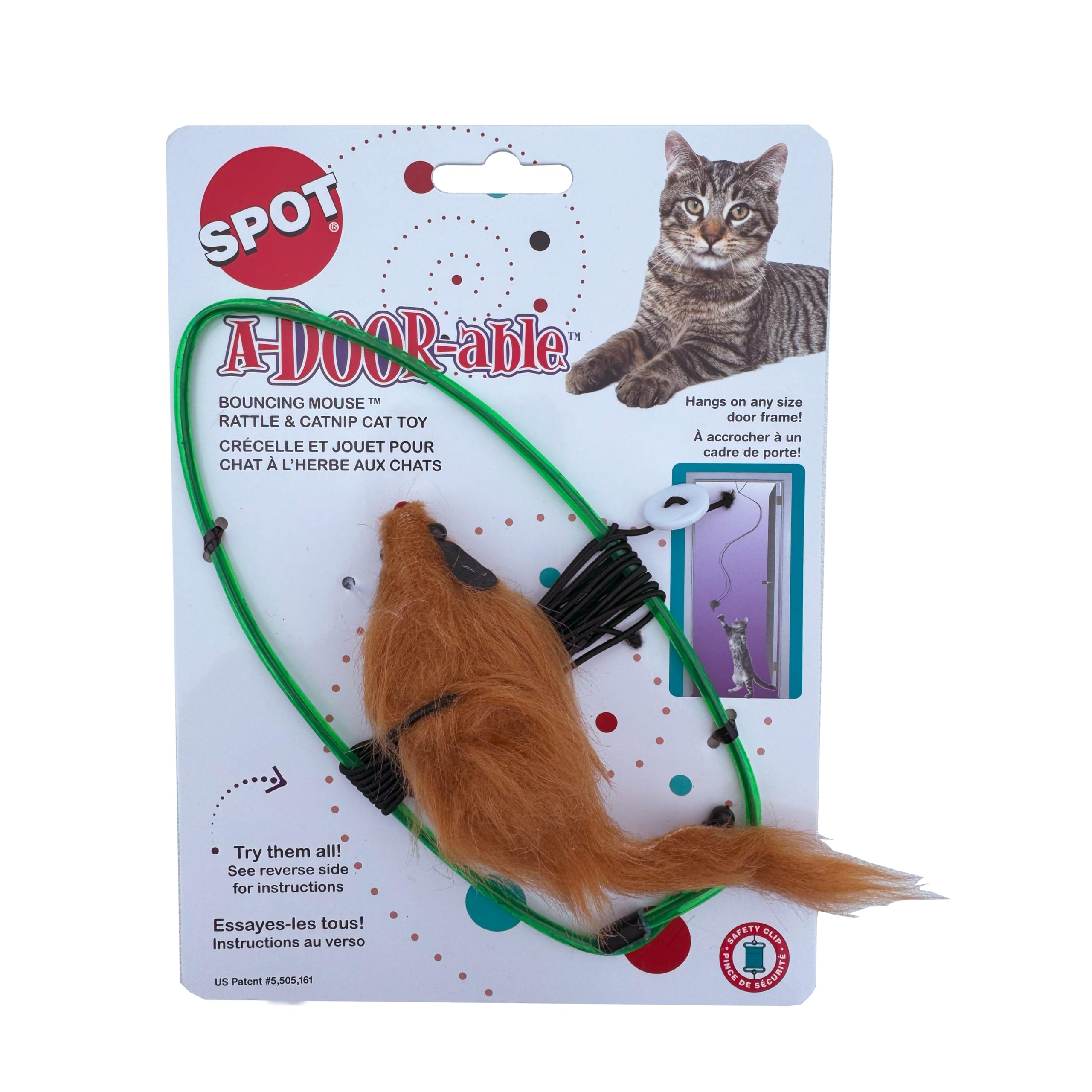 Spot Ethical A-Door-Able Bouncing Mouse Cat Toy , Assorted Colors,Medium Breeds