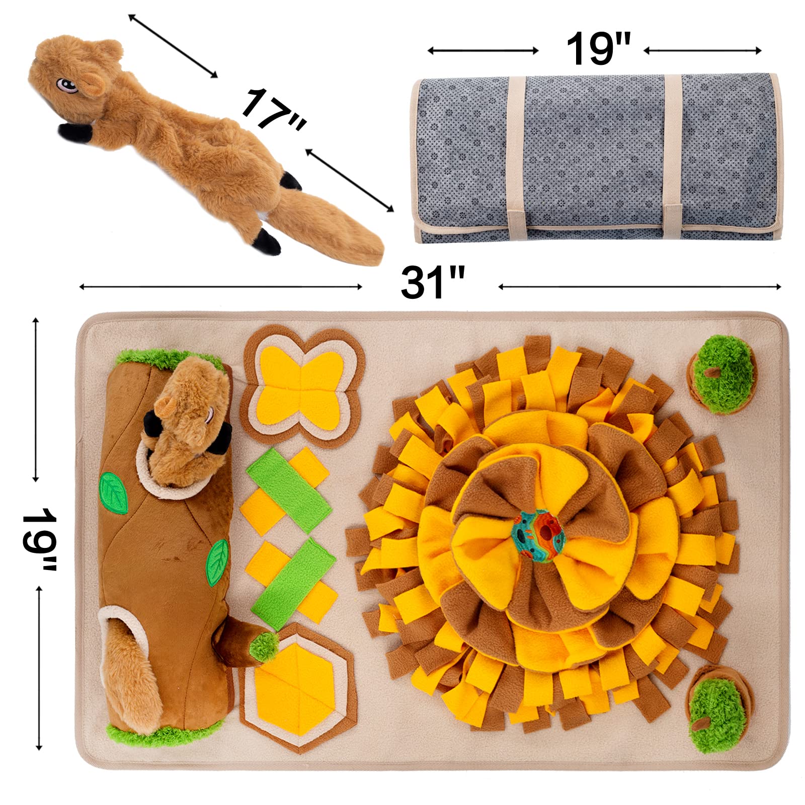 Meilzer Snuffle Mat For Dogs - Interactive Dog Puzzle Mat For Training, Stress Relief And Encouraging Natural Foraging Skills (Brown)