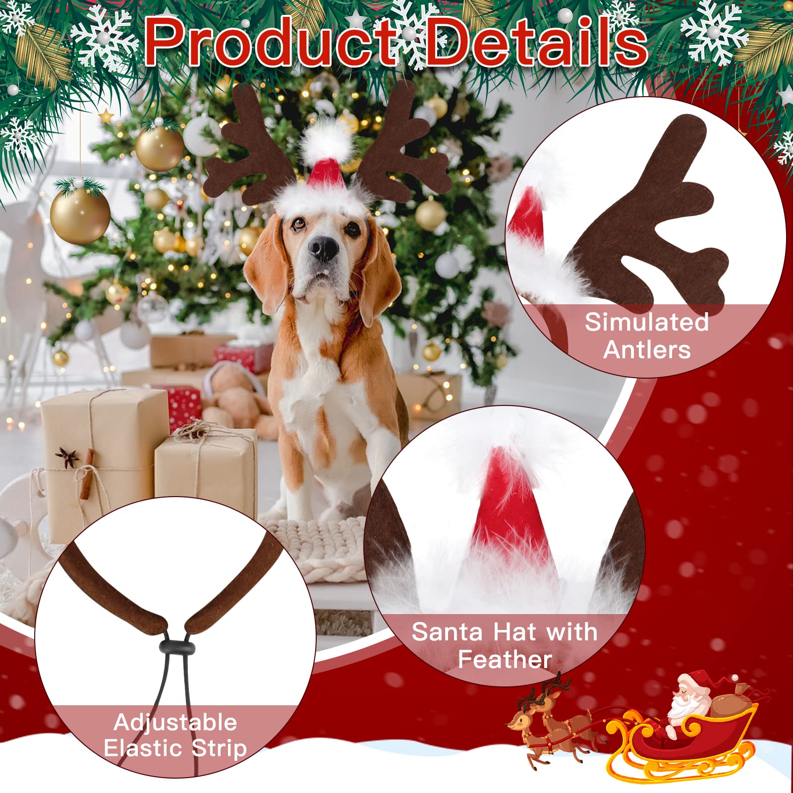 BWOGUE Dog Elk Reindeer Antler Headband Pet Christmas Costume Headwear Accessories for Dogs and Cats