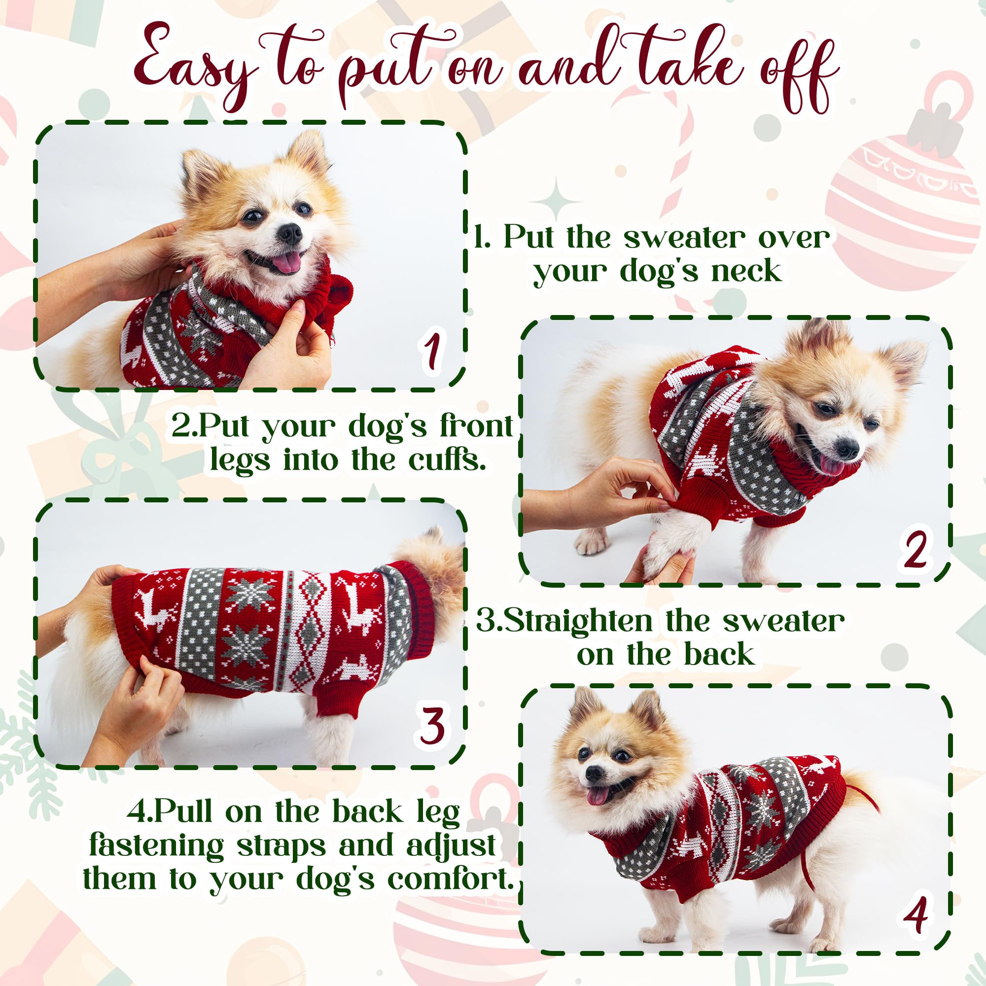Christmas Dog Sweater Puppy Sweater For Holiday Christmas Sweater With Moose Pattern For Dogs And Cats Xl