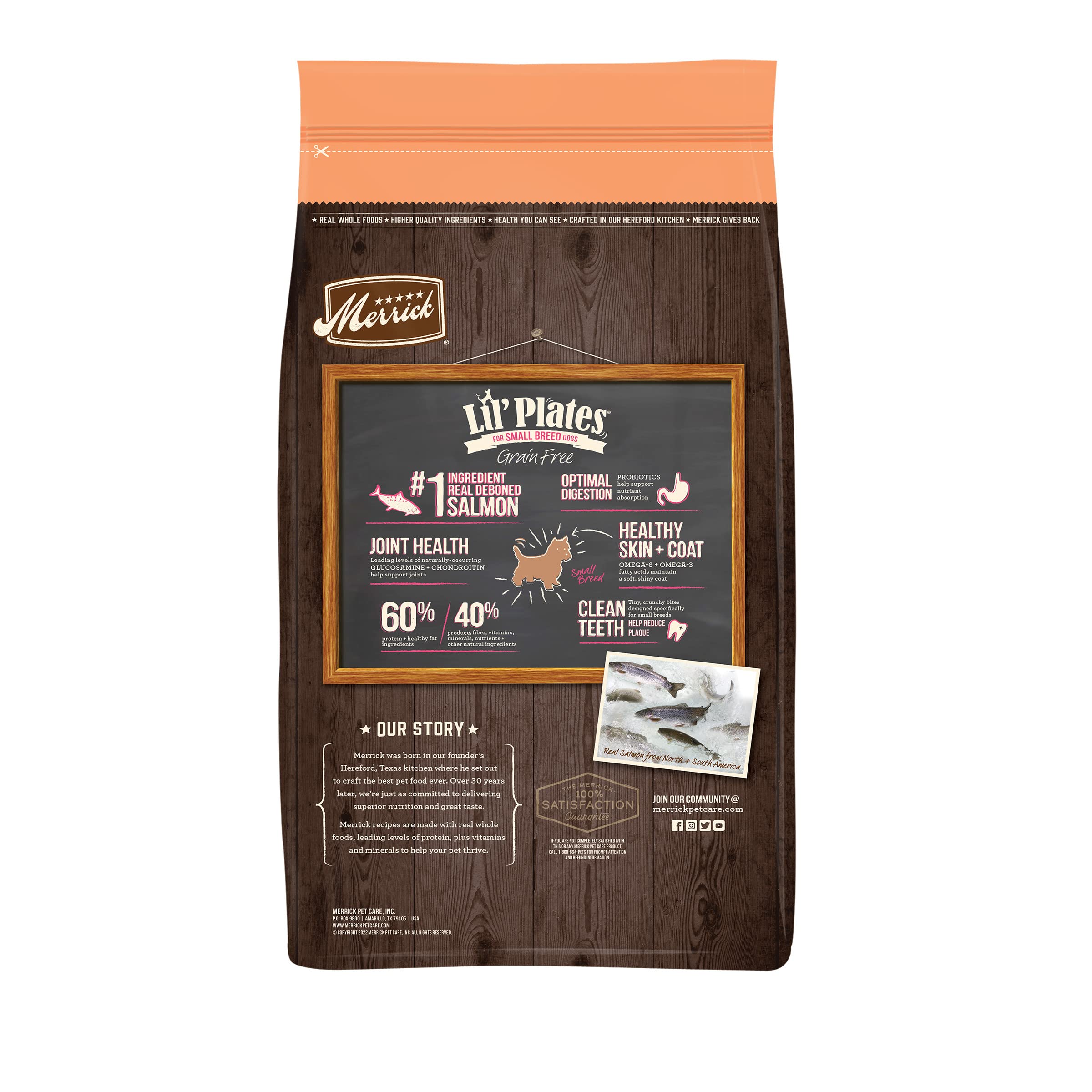 Merrick Lil Plates Premium Grain Free Dry Dog Food for Small Dogs, Real Salmon and Sweet Potato Kibble - 4.0 lb. Bag