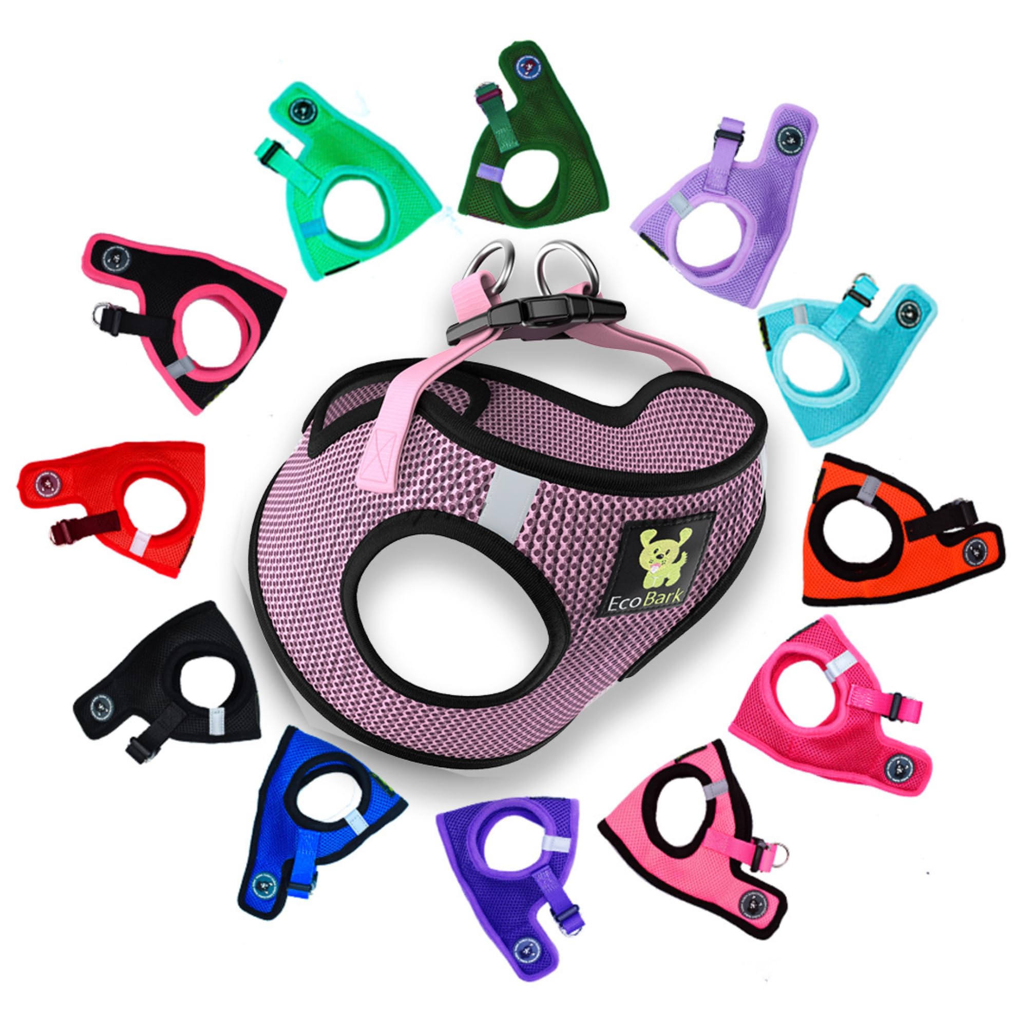 Ecobark Step In Dog Harness - Eco-Friendly Teacup Dog Harnesses For Xxs, Xs, And Small Dogs - Reflective And Adjustable Mini Body Halter Vest -Tiny Soft Mesh Toy Breed Harness (Lilac Pink, Xxs)