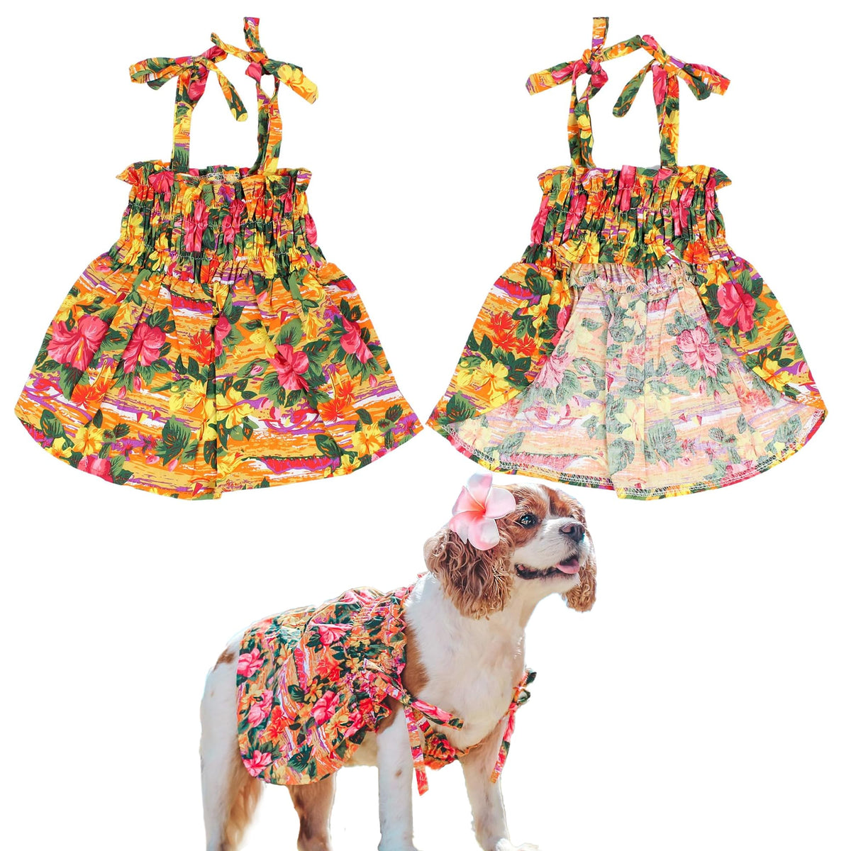 Parisian Pet Hawaiian Dog Dress - Floral Beach Outfit - Breathable Sum Petocart Parisian Pet Hawaiian Dog Dress - Floral Beach Outfit - Breathable Sum Petocart