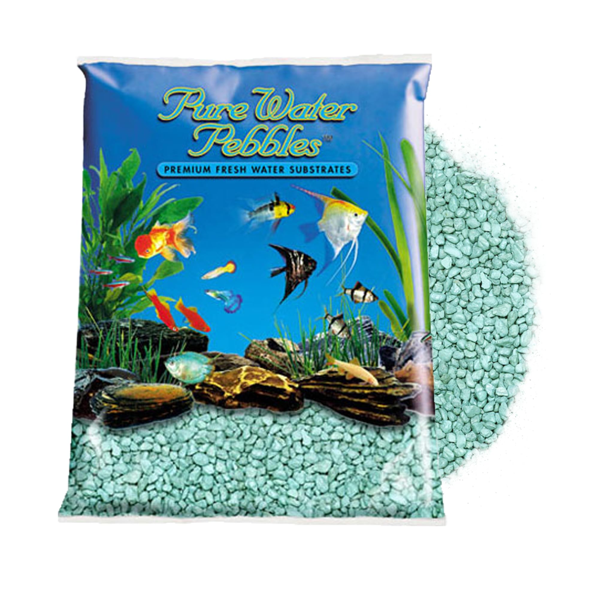 Pure Water Pebbles Turquoise Aquarium Gravel, 5 Lbs - Ph Balance, Water Clarity, Aesthetic, Ideal Fish Tank Gravel, Aquarium Decoration, Eco-Friendly