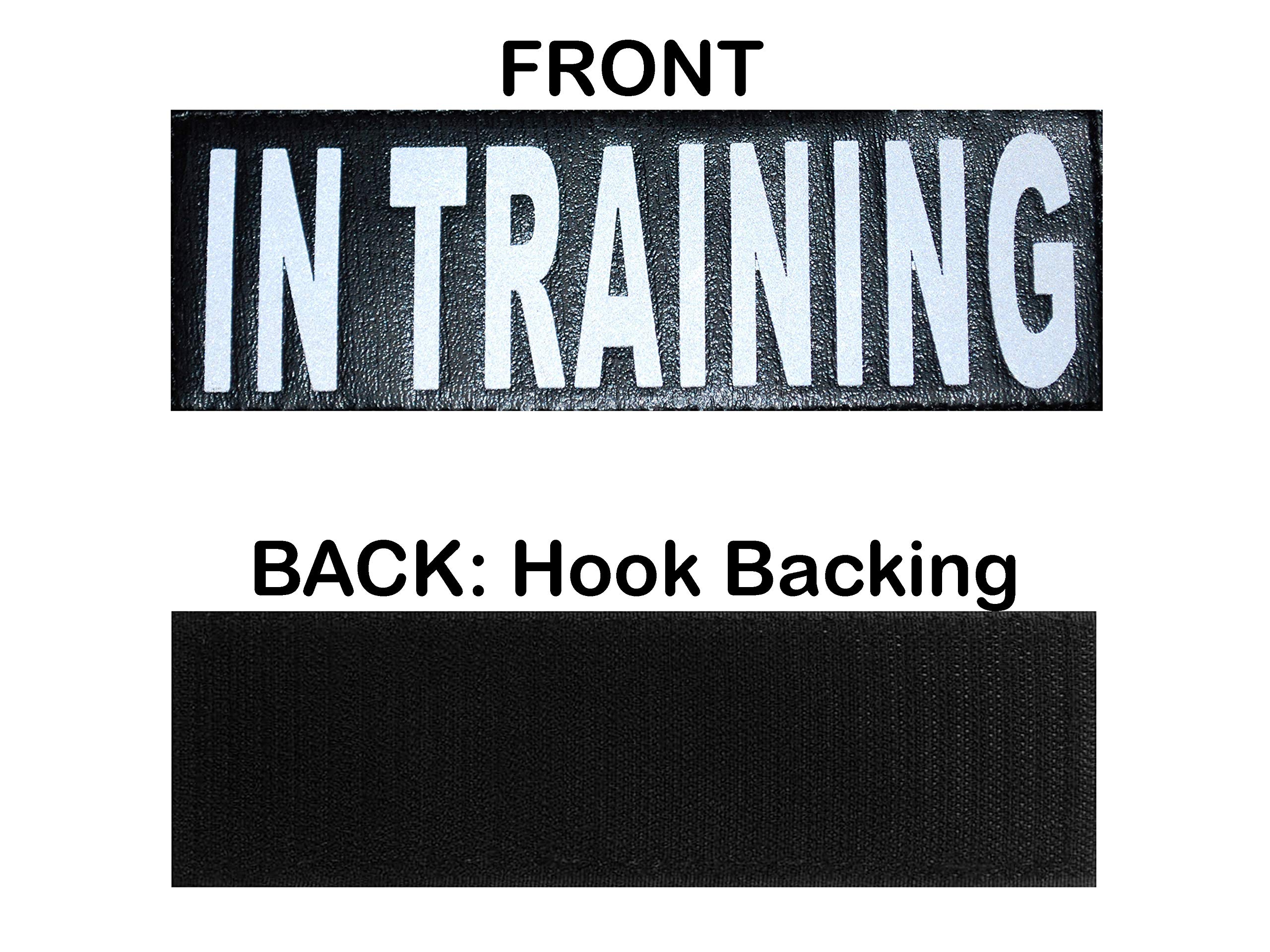 Doggie Stylz Set Of 2 Reflective In Training Removable Patches With Hook Backing For Working Dog Harnesses & Vests. Durable And Interchangeable - Comes In 3 Sizes Small, Medium And Large