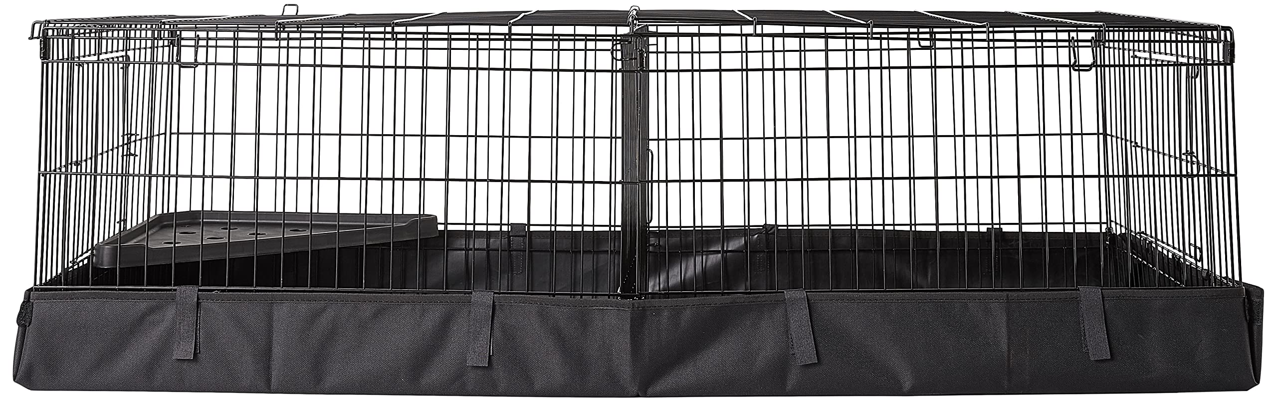 Amazon Basics Leakproof Canvas Bottom Guinea Pig Pet Cage With Divider Set, Black, 47.6'L X 24.2'W X 14.0'H