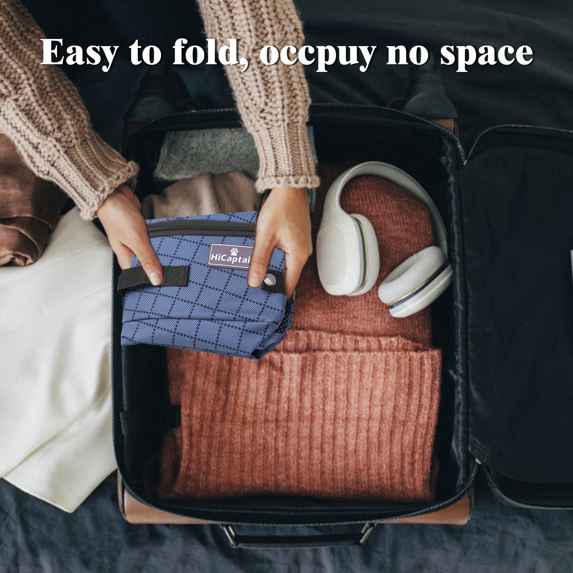 Hicaptain Portable Travel Litter Box With Lid, Foldable Cat Travel Litter Box - Leakproof, Odor-Free & Waterproof. Ideal For Roa