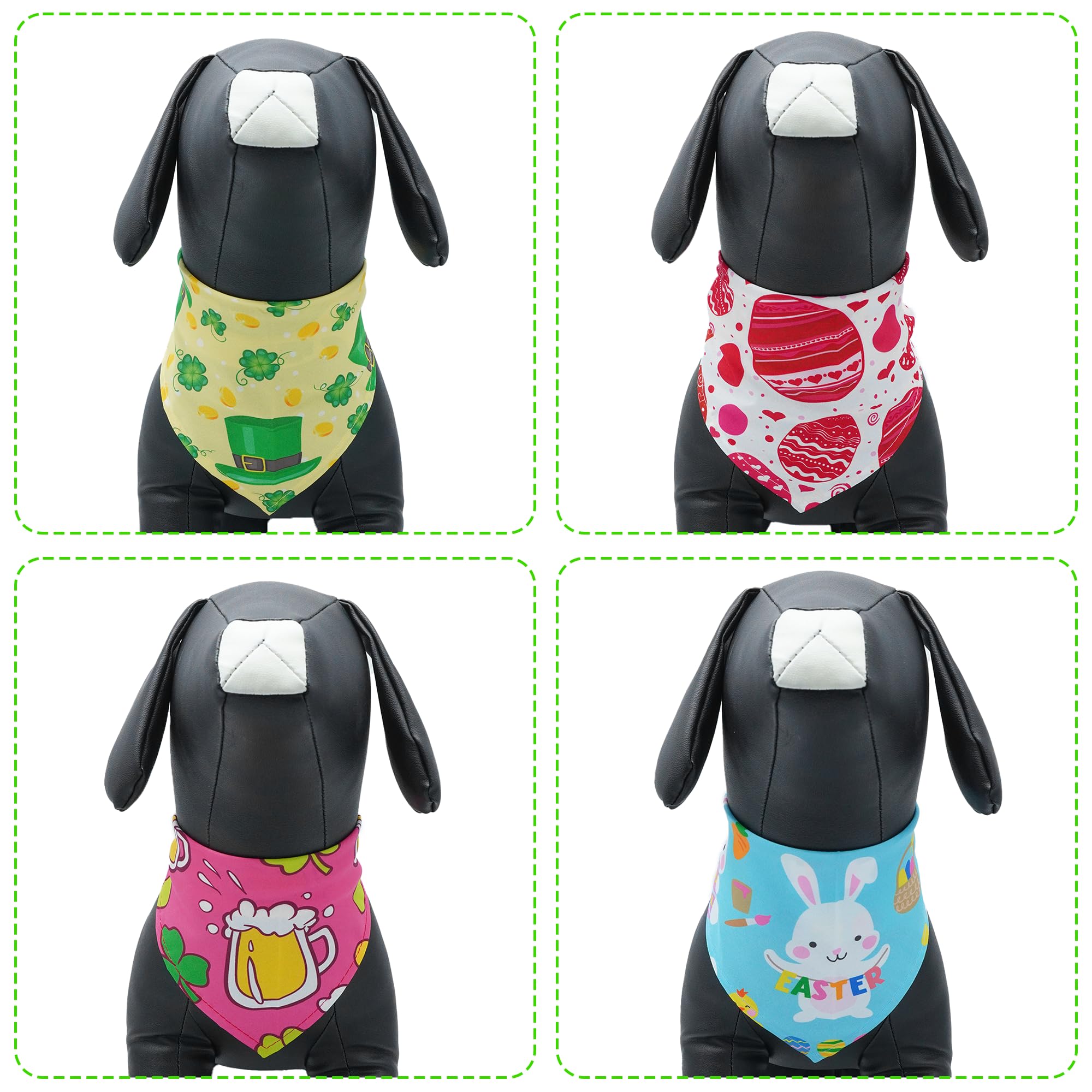 Pai Sence Easter Dog Bandanas Bulk St.Patrick's Day Dog Bandanas for Small Medium Dogs Breed 30 Pcs Adjustable St.Patrick's Day