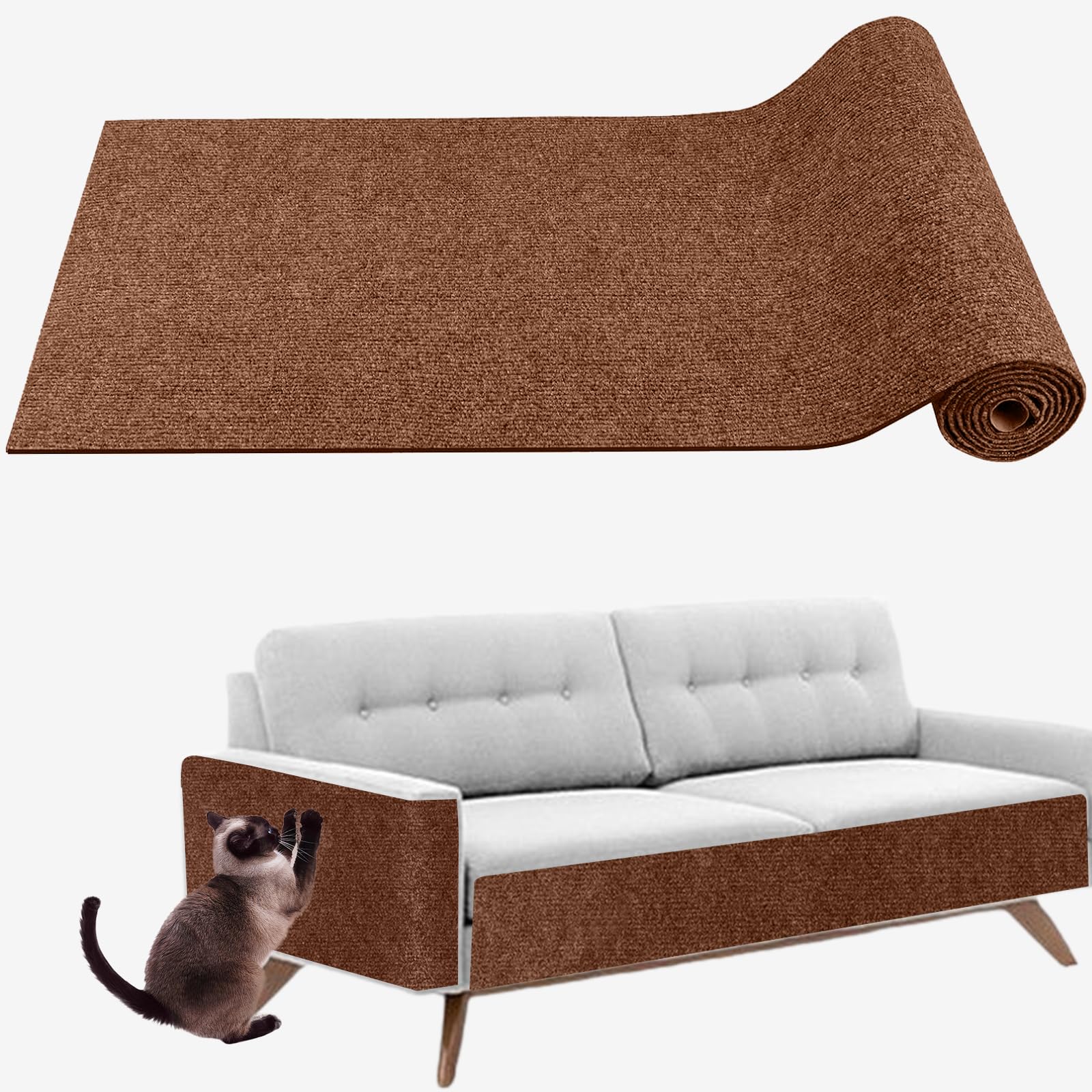 Cat Scratching Mat, Self-Adhesive Cat Scratching Carpet, Trimmable At Scratch Furniture Protector For Cat Tree Shelves, Cat Scra