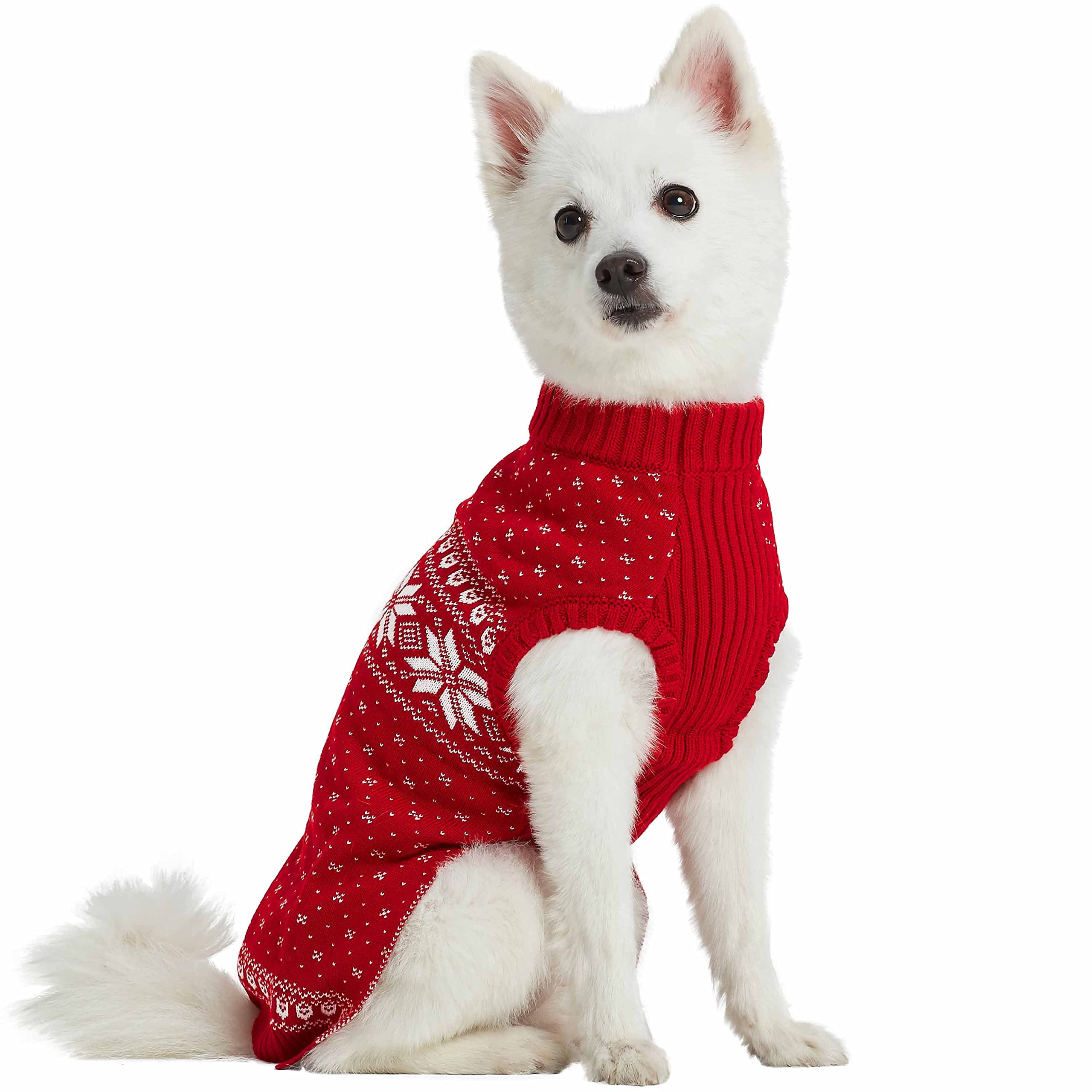 Blueberry Pet Christmas Snowflakes Holiday Festive Pullover Dog Sweater, Back Length 12', Pack Of 1 Clothes For Dogs