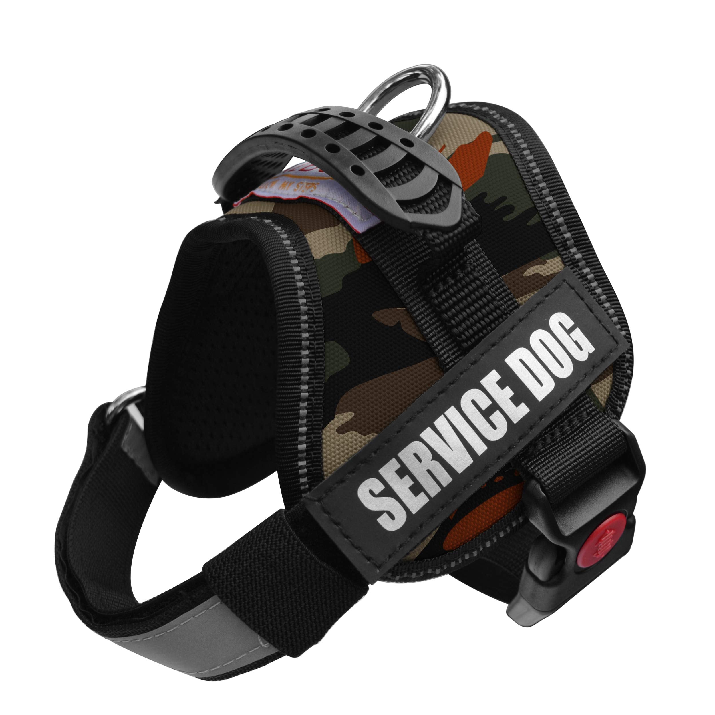 Albcorp Service Dog Vest Harness - Reflective - Woven Polyester And Nylon, Comfy Mesh Padding - Sizes From Xxs To Xl - Service Dog Patches Included. Green Camo, Xxs