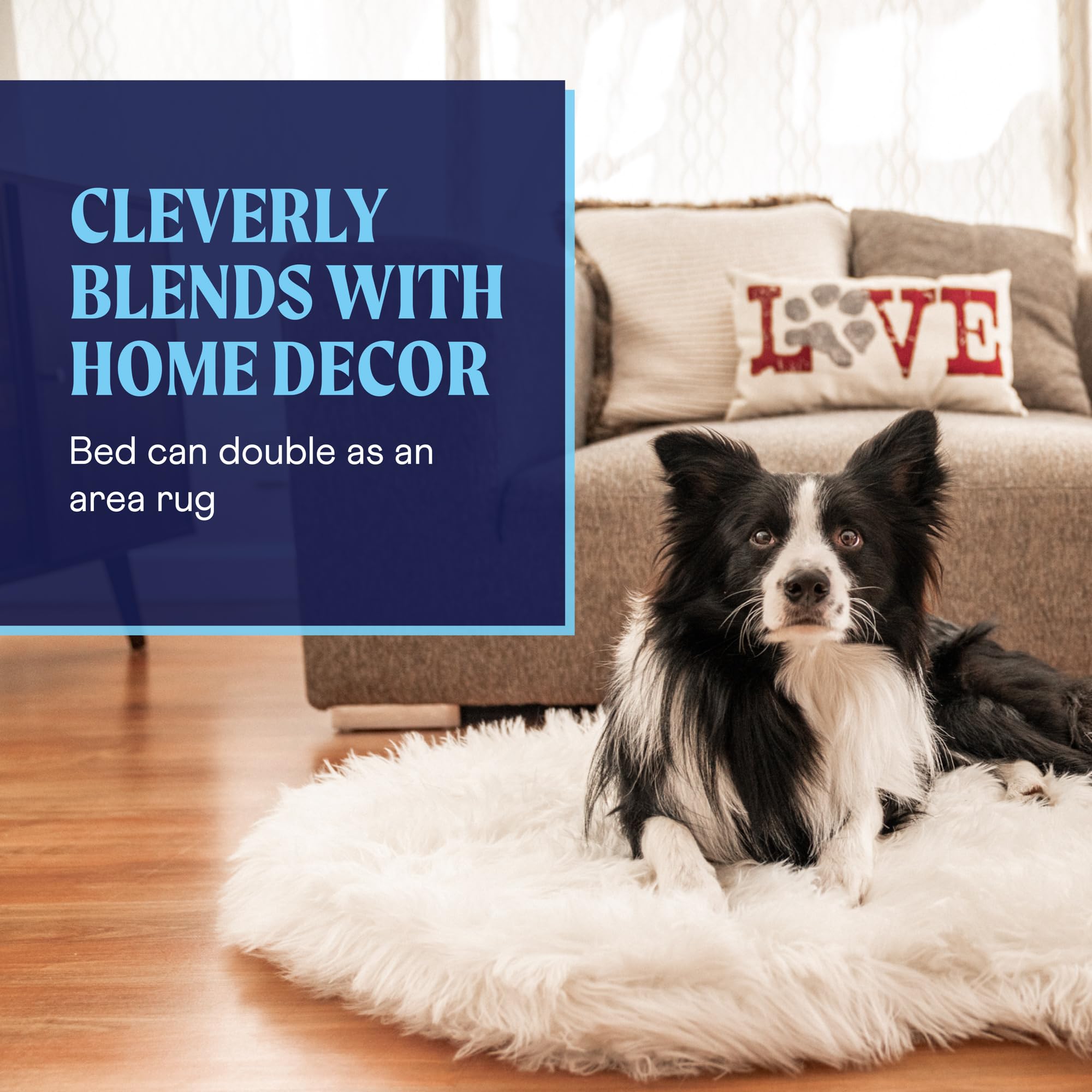 Puprug Orthopedic Dog Bed For Large Dogs With Fluffy Soft Faux Fur And Memory Foam For Joint Pain Relief, Machine Washable And Waterproof Couch Bed, Polar White, Large/Extra Large