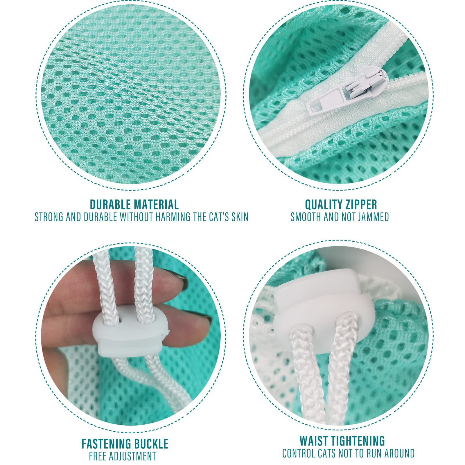 2 Pieces Cat Bathing Bag Cat Shower Net Bag, Anti-Bite Anti-Scratch Adjustable Breathable Mesh Grooming Carrier Bag For Pets, Bathing, Nail Trimming, Feeding Medicine, Ear Clean (Gray-Blue)