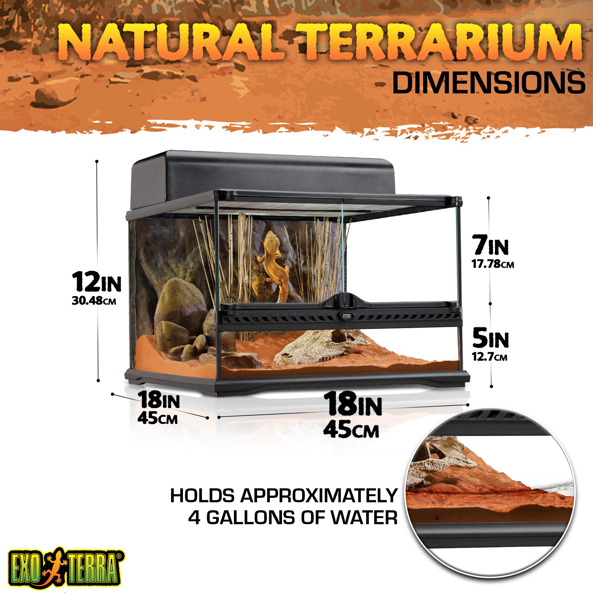 Exo Terra Short All Glass Terrarium, 18 By 18 By 12-Inch