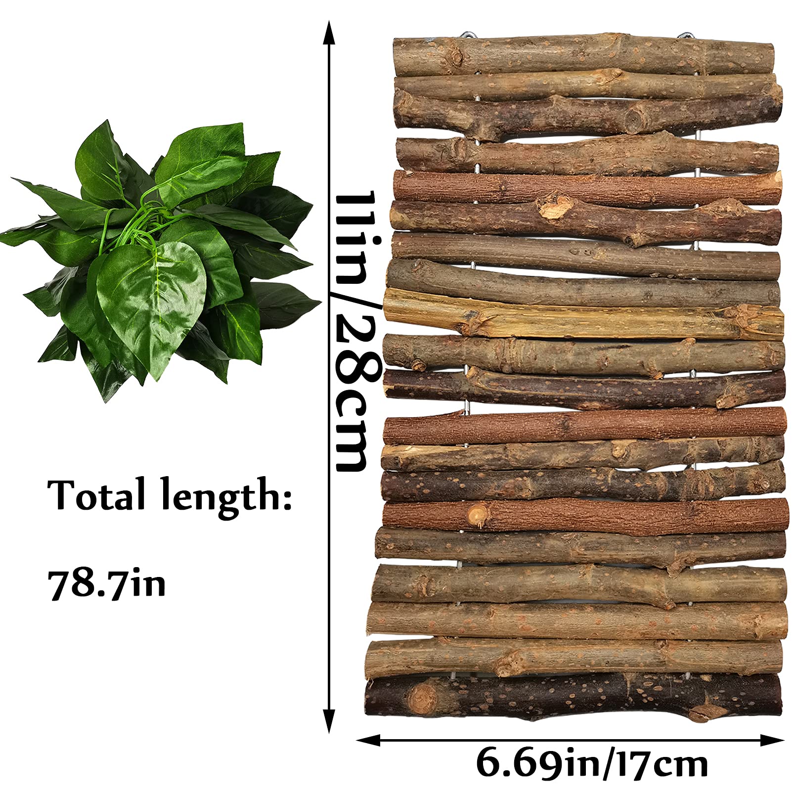 Hamiledyi Wooden Reptile Hideout Bearded Dragon Bendy Bridge Climbing Ladder Hiding Hut Reptiles Hide Cave Habitat Decor For Liz