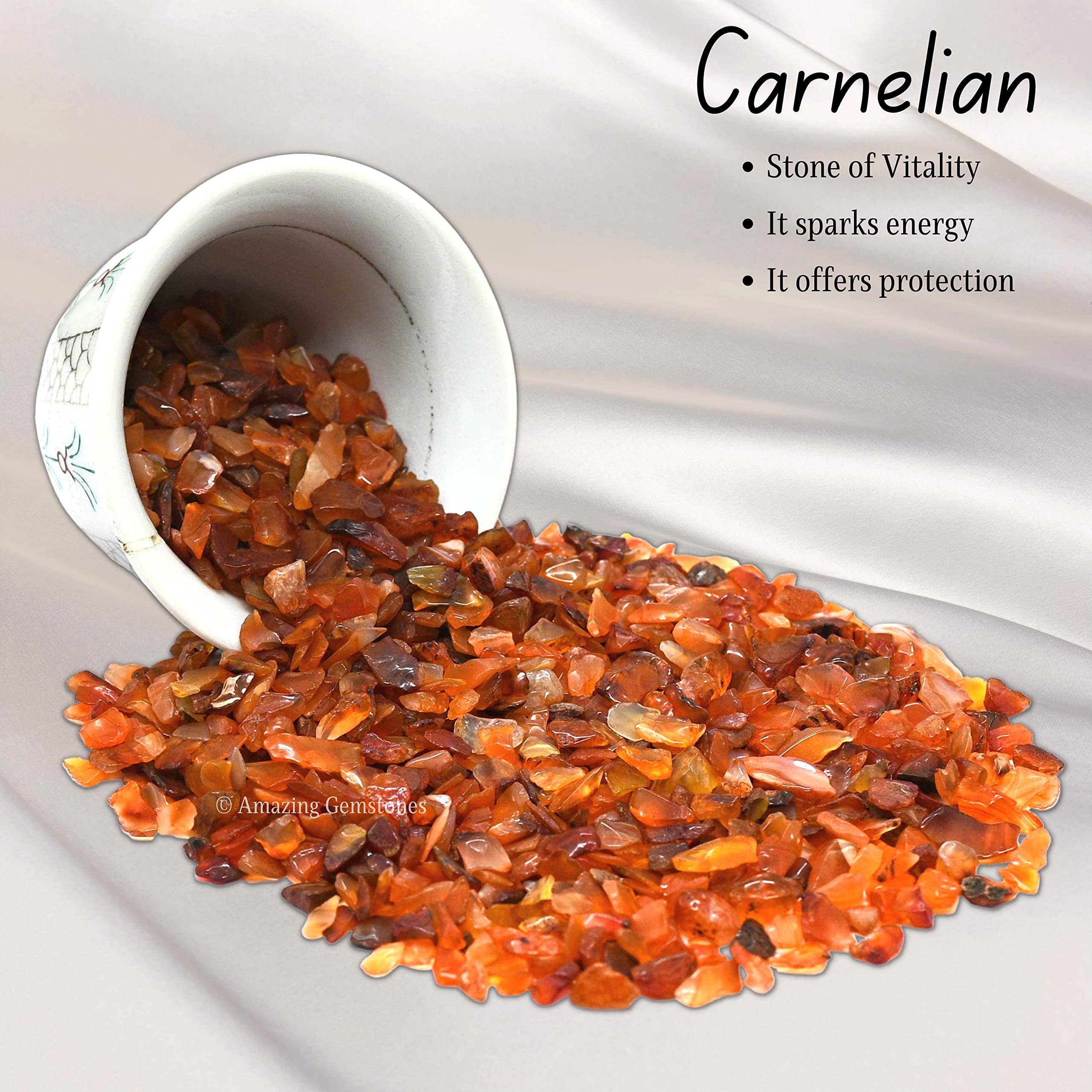 Carnelian Crystal Chips Aquarium Gravel Rocks - Carnelian Chips Bulk Fish Tank Gravel, Small Tumbled Stones and Tiny Crystals fo