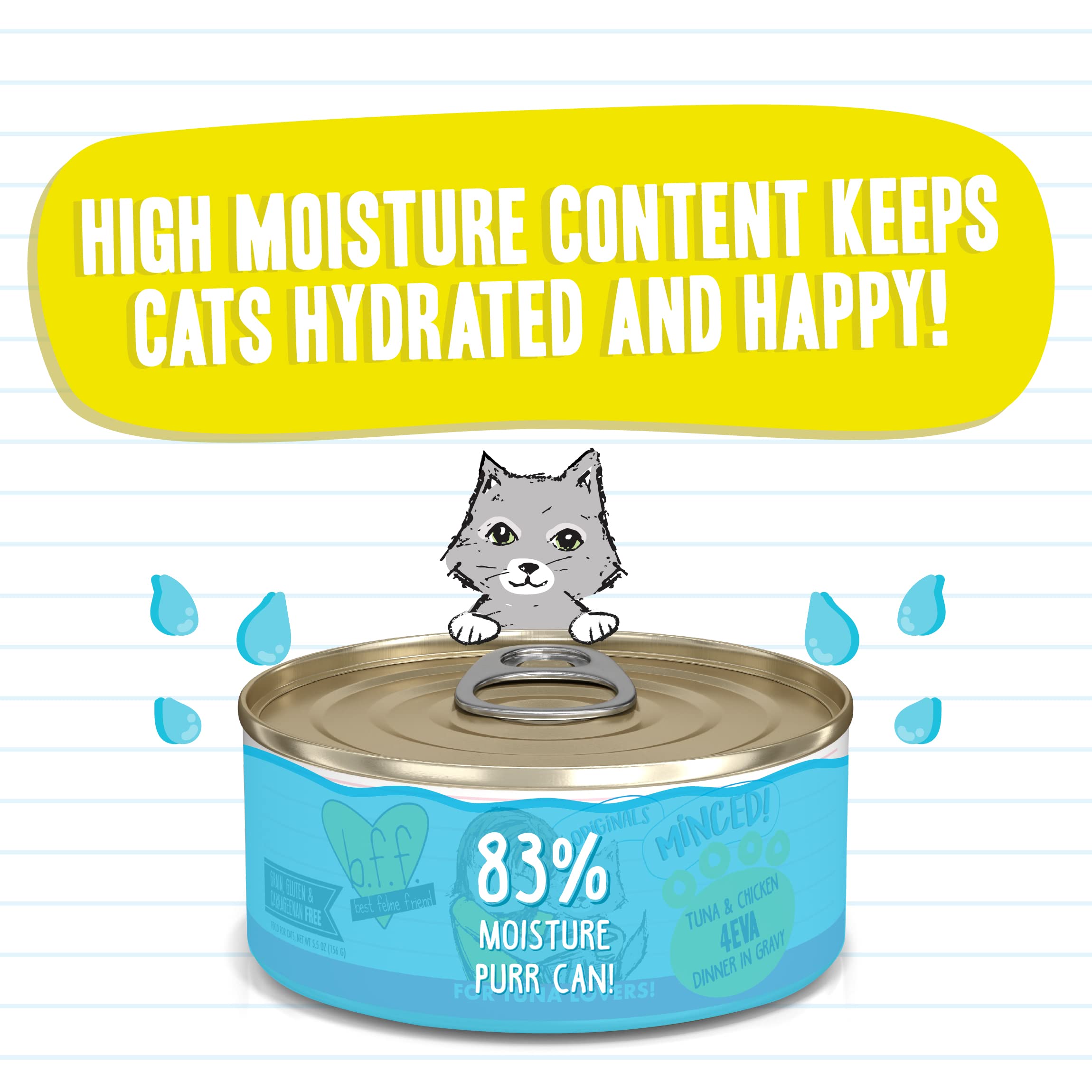 Weruva Best Feline Friend (B.F.F.) Tuna & Chicken 4-Eva with Tuna & Chicken in Gravy Cat Food, 5.5oz Can (Pack of 24)