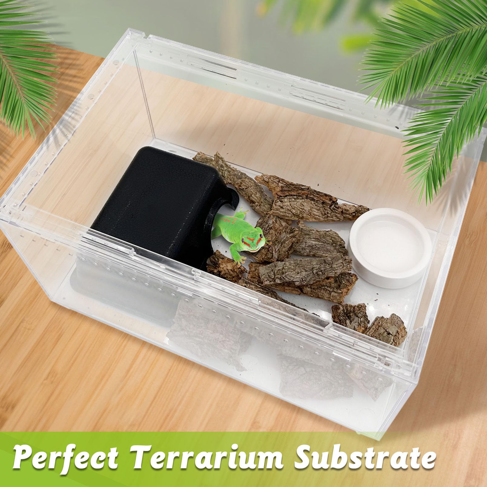 Apatal 1 Lb Natural Cork Bark for Reptiles - Bedding Substrate for Bearded Dragons, Snakes, Spiders, Crabs, Geckos, Tortoises - Wood