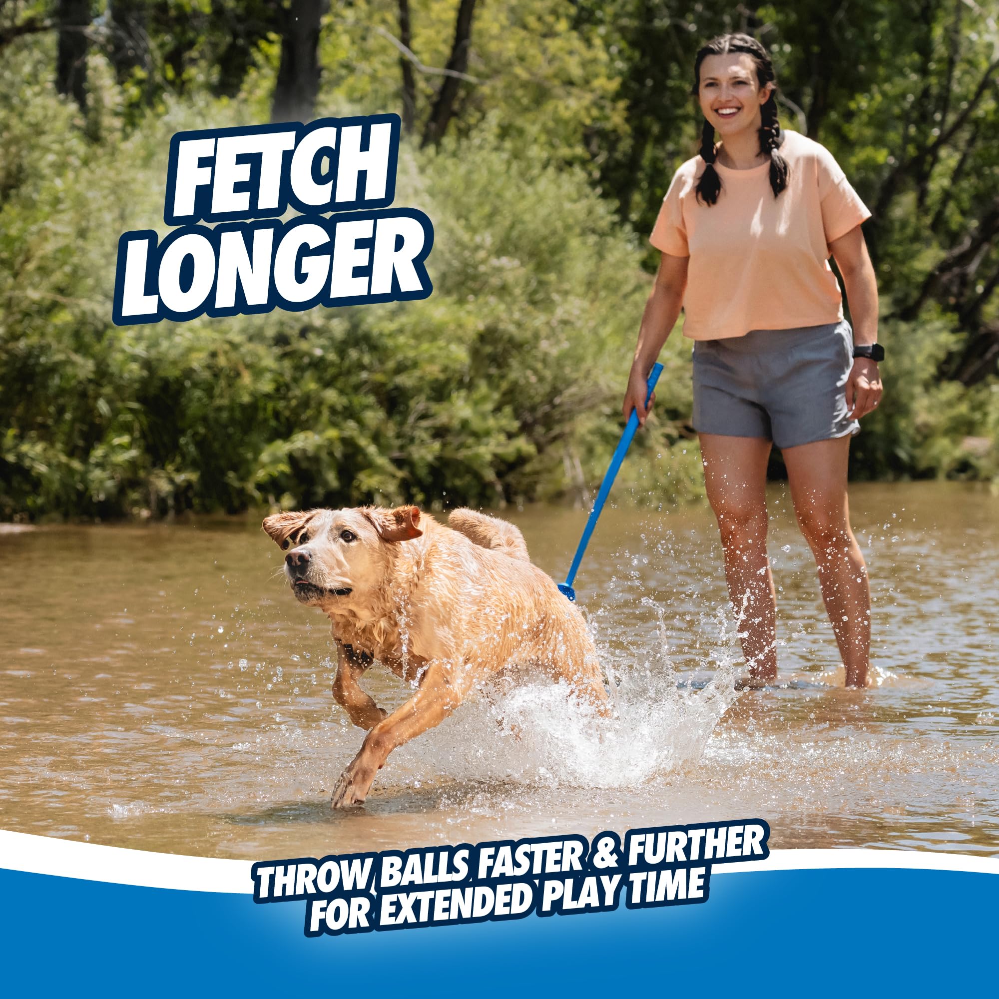 Chuckit! Sport 12M Dog Ball Launcher - Includes a 2.5-inch Diameter Medium Ball for Dogs 20-60 Pounds - Manual Tennis Ball Throw