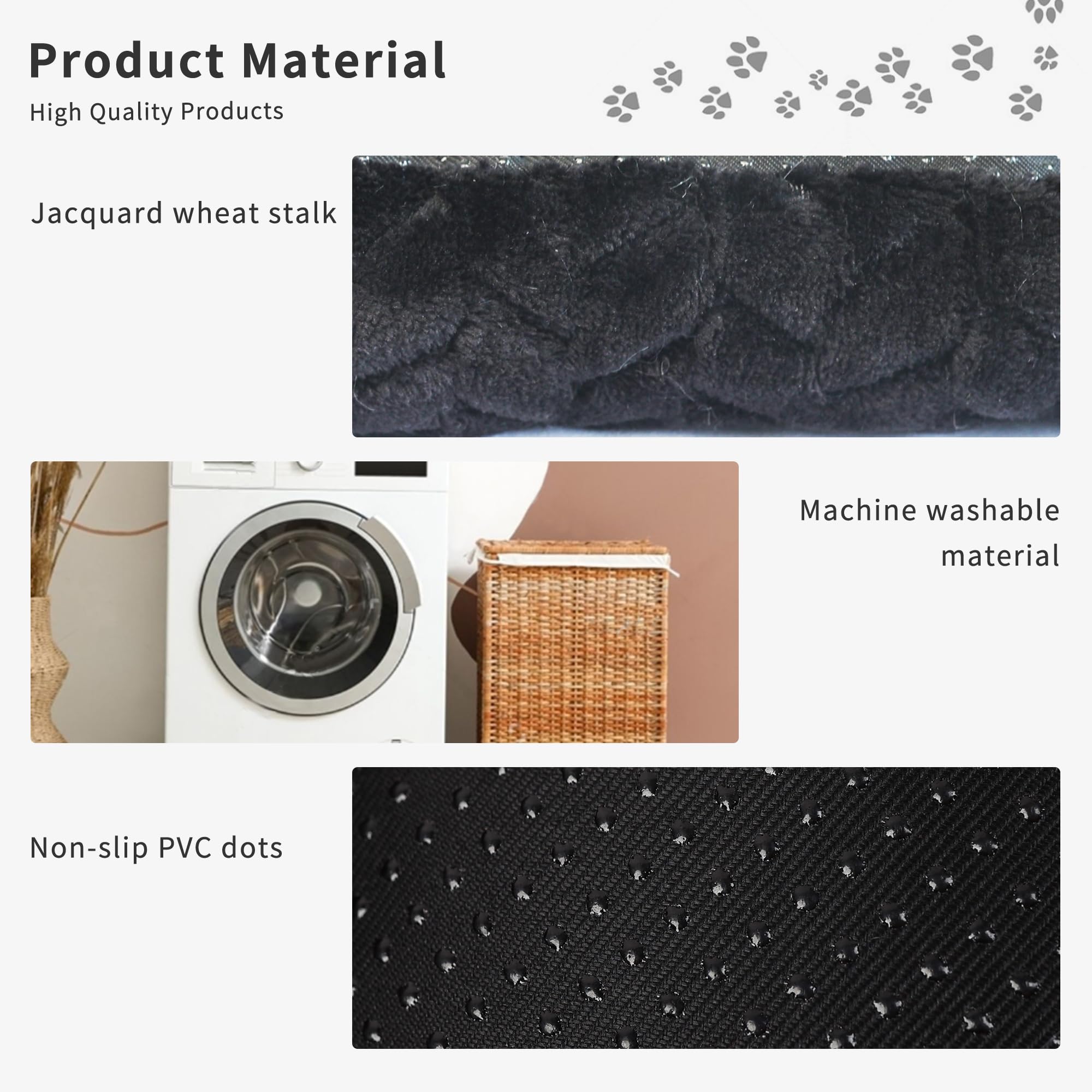 Cat Mat Black Cat Bed For Indoor Cats 18 Inch Washable Comfy Cushion,Up To 10 Lbs Soft And Fluffy Small Dog Bed For Crate Tire P