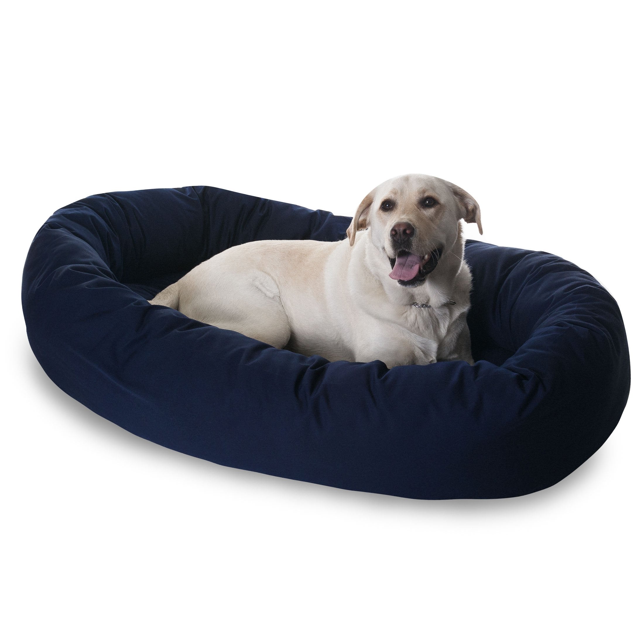 Majestic Pet 52 Inch Bagel Calming Dog Bed Washable – Cozy Soft Round Dog Bed With Spine Support For Dogs To Rest Their Head - Fluffy Donut Dog Bed 52X35X11 (Inch) - Round Pet Bed X-Large – Blue
