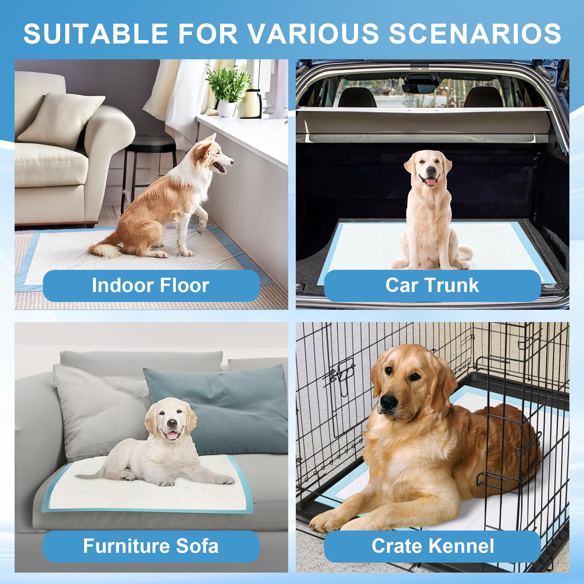 Puppy Training Pads 28x44 - 100 Count Extra Large Dog Pee Pads, Leak-Proof & Super Absorbent, Thicken Disposable Potty Pads for