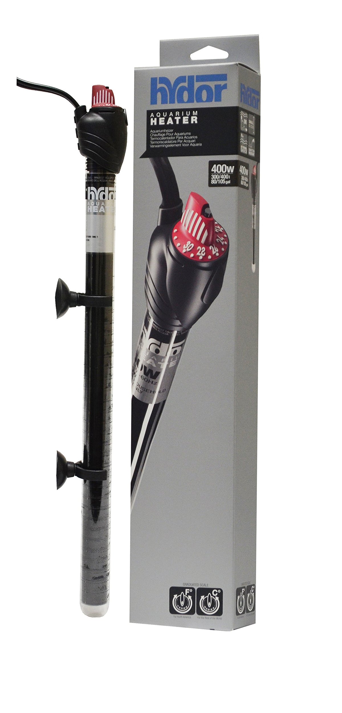 Hydor Theo Shatterproof Aquarium Heater, 400-Watt & Ideal For 80 To 105 Gallon Fish Tanks, 15.5 Inches Long