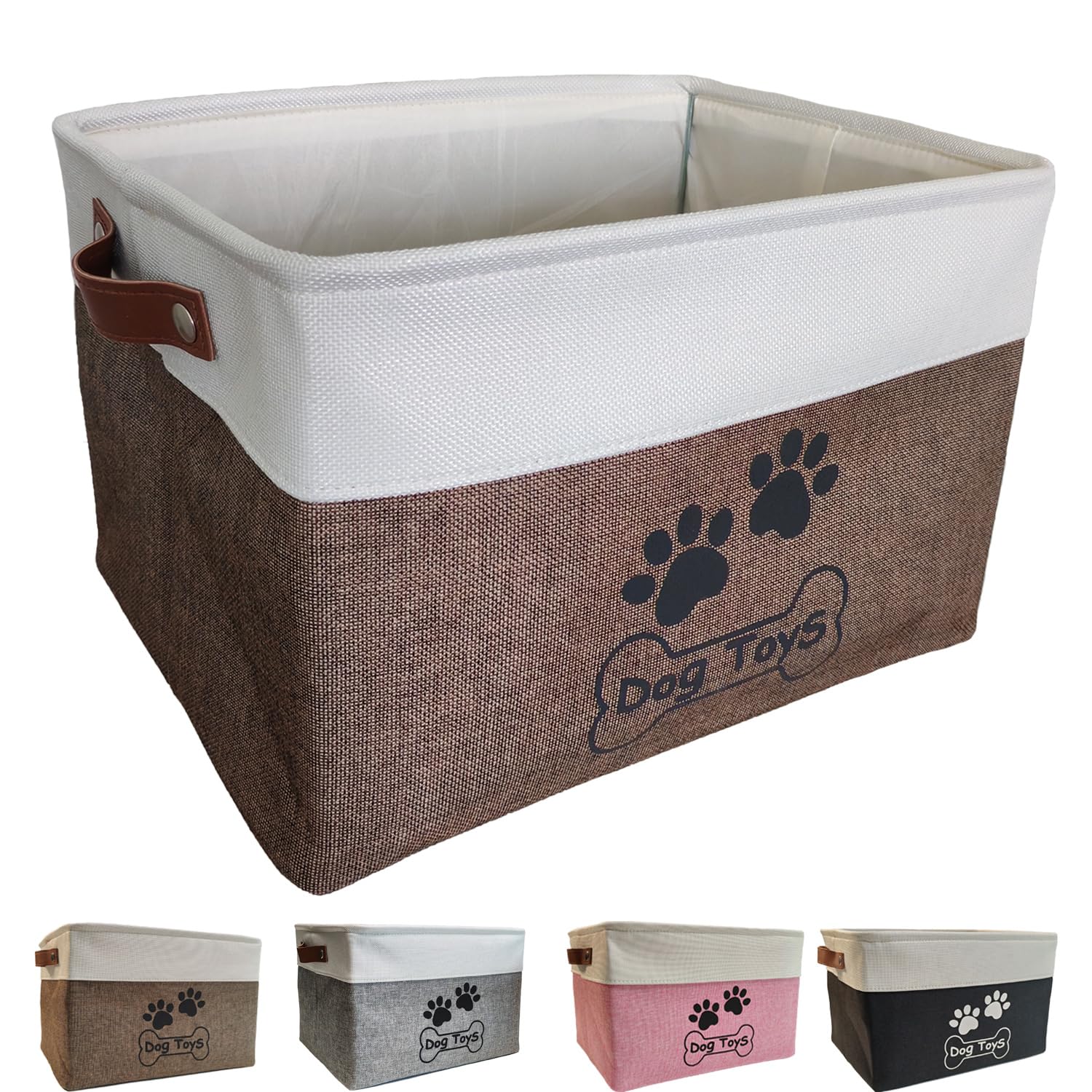 CPAKOWLGOO Dog Toy Basket Collapsible Dog Toy Box with Handles Foldable Dog Toy Bin for Pet Toys,Accessories