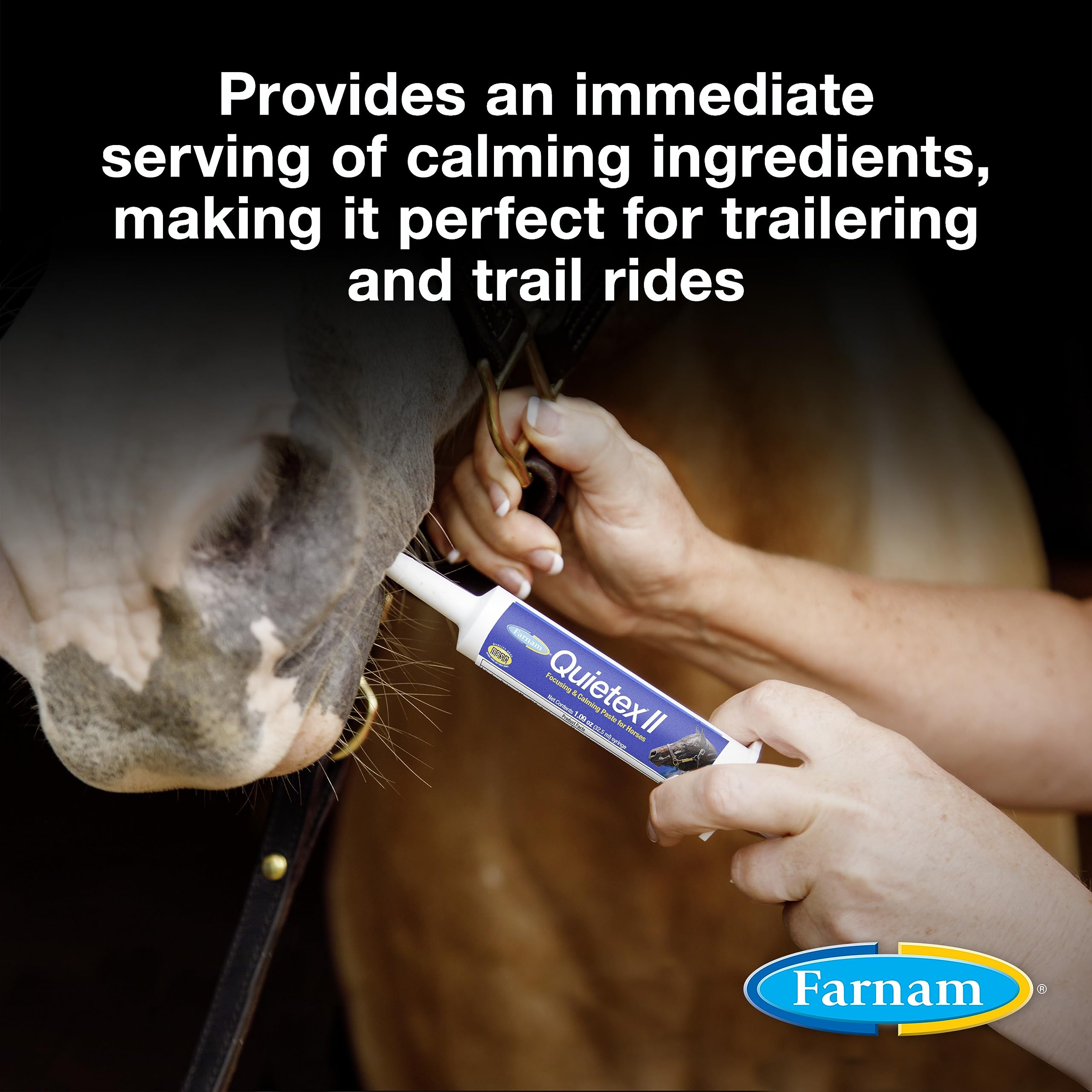 Farnam Quietex II Horse Calming Supplement Paste for Horses, Helps manage nervous behavior and keep horses calm & composed in st