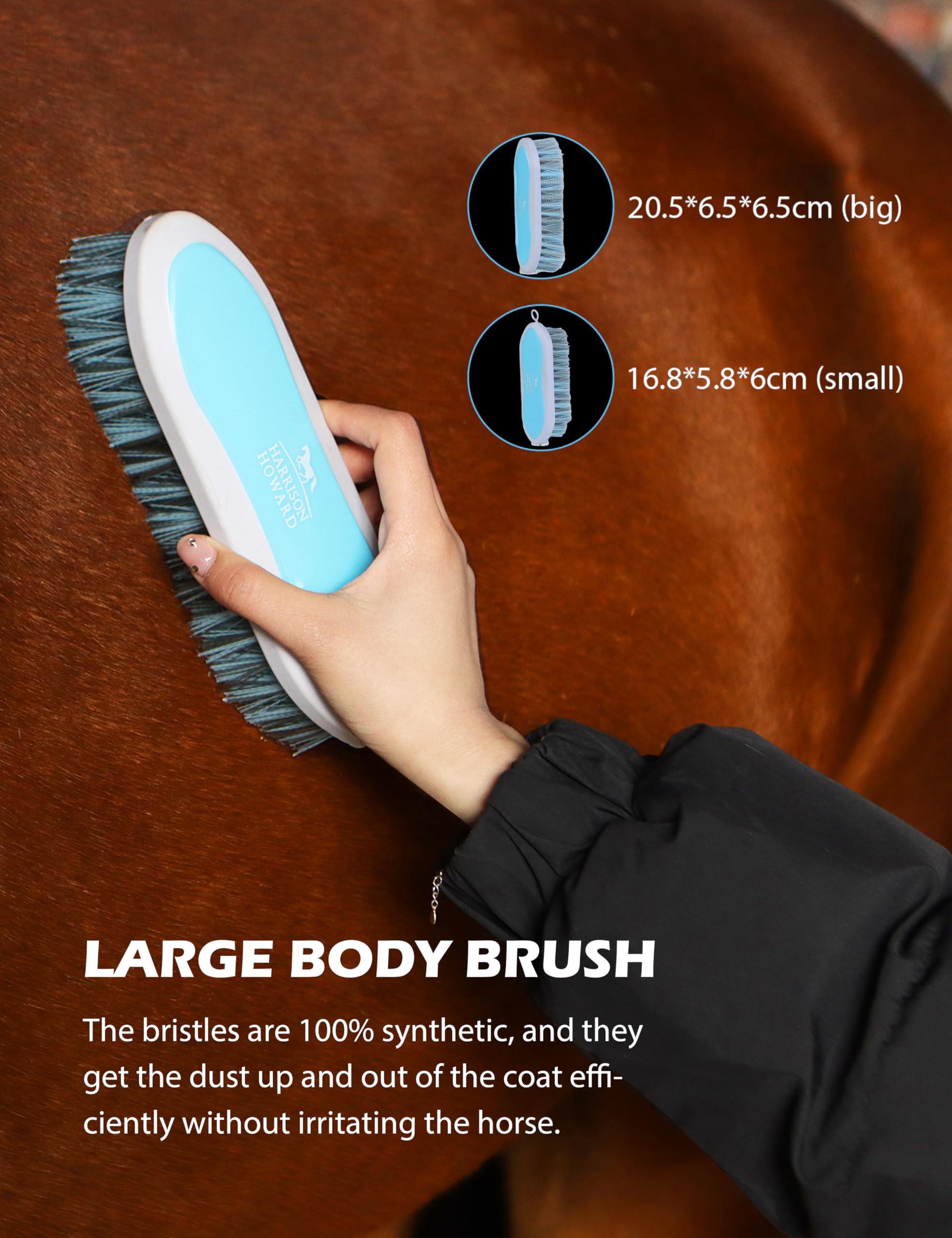 Harrison Howard Horse Grooming Kit 9-Piece Equine Care Series Horse Brush Sets With Organizer Tote Bag Soft Blue